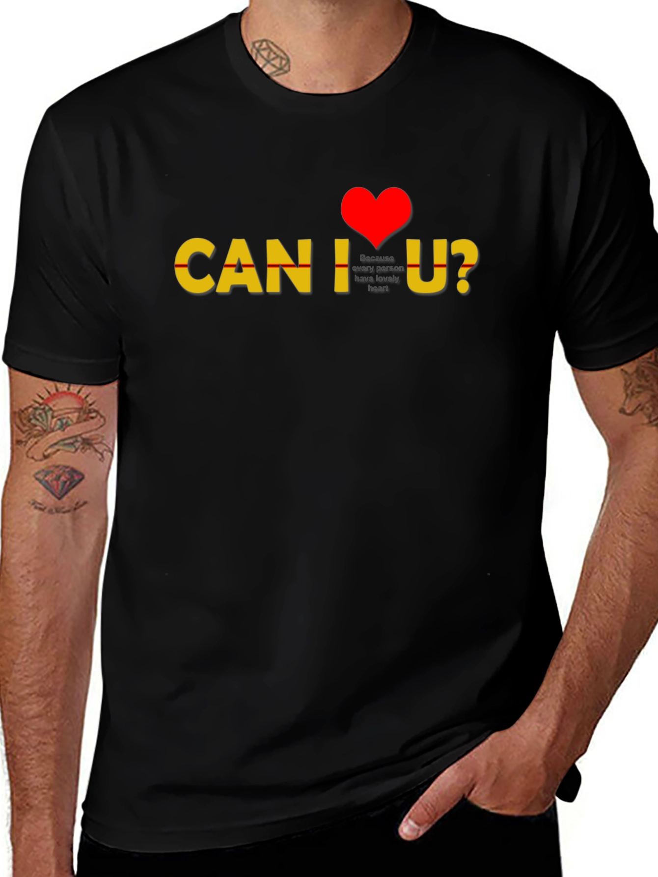 Can I Love You? Heart Graphic Tee - Black
