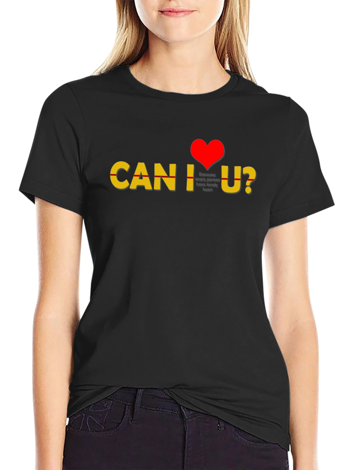 Can I Love You? Heart Graphic Tee - Black