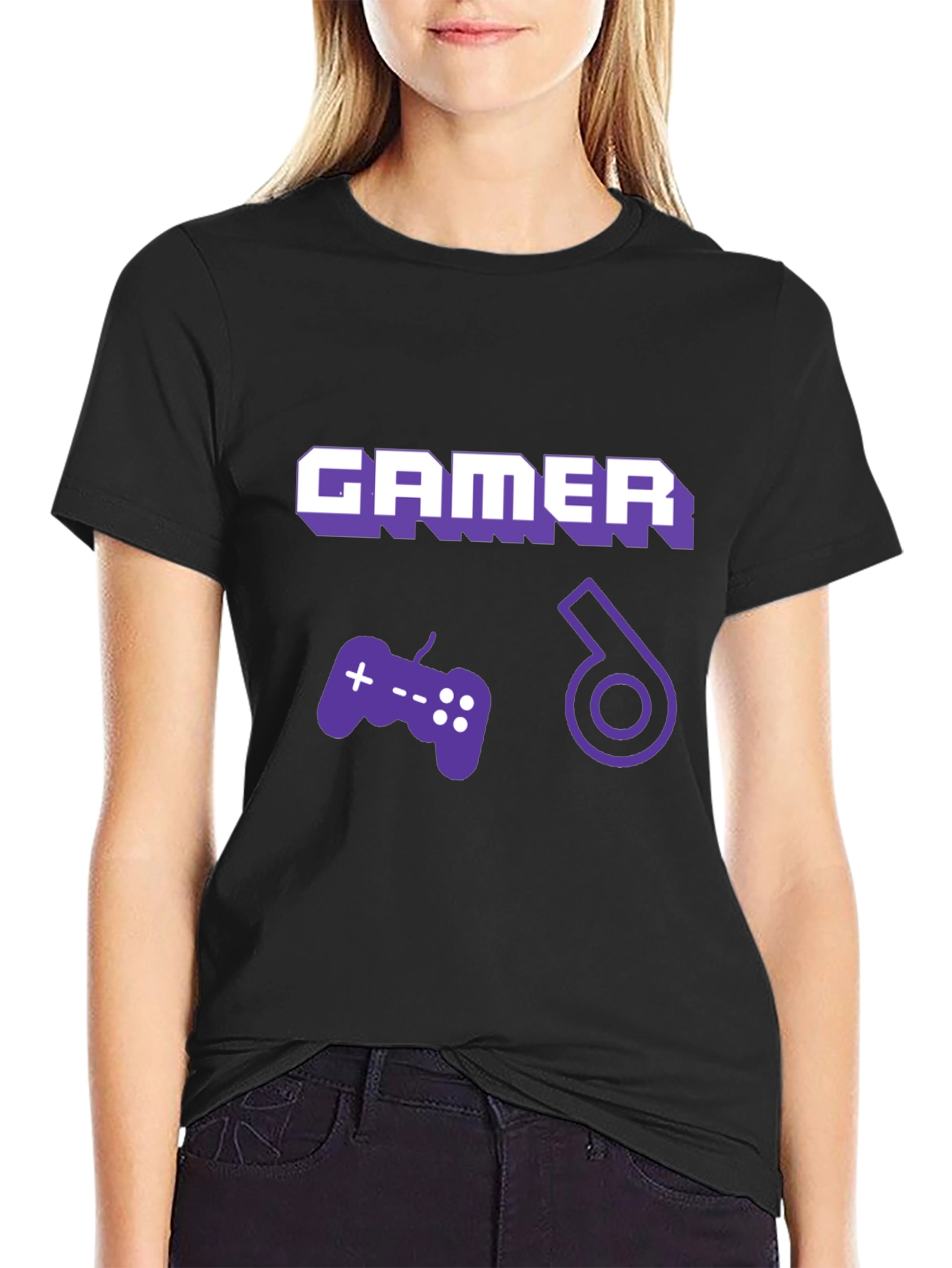 Gamer T-Shirt - Black Cotton with Graphic Design
