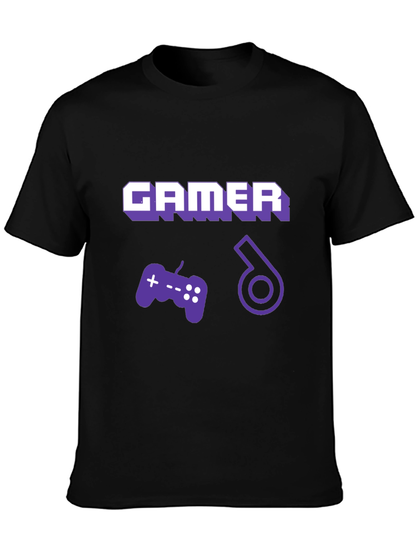Gamer T-Shirt - Black Cotton with Graphic Design