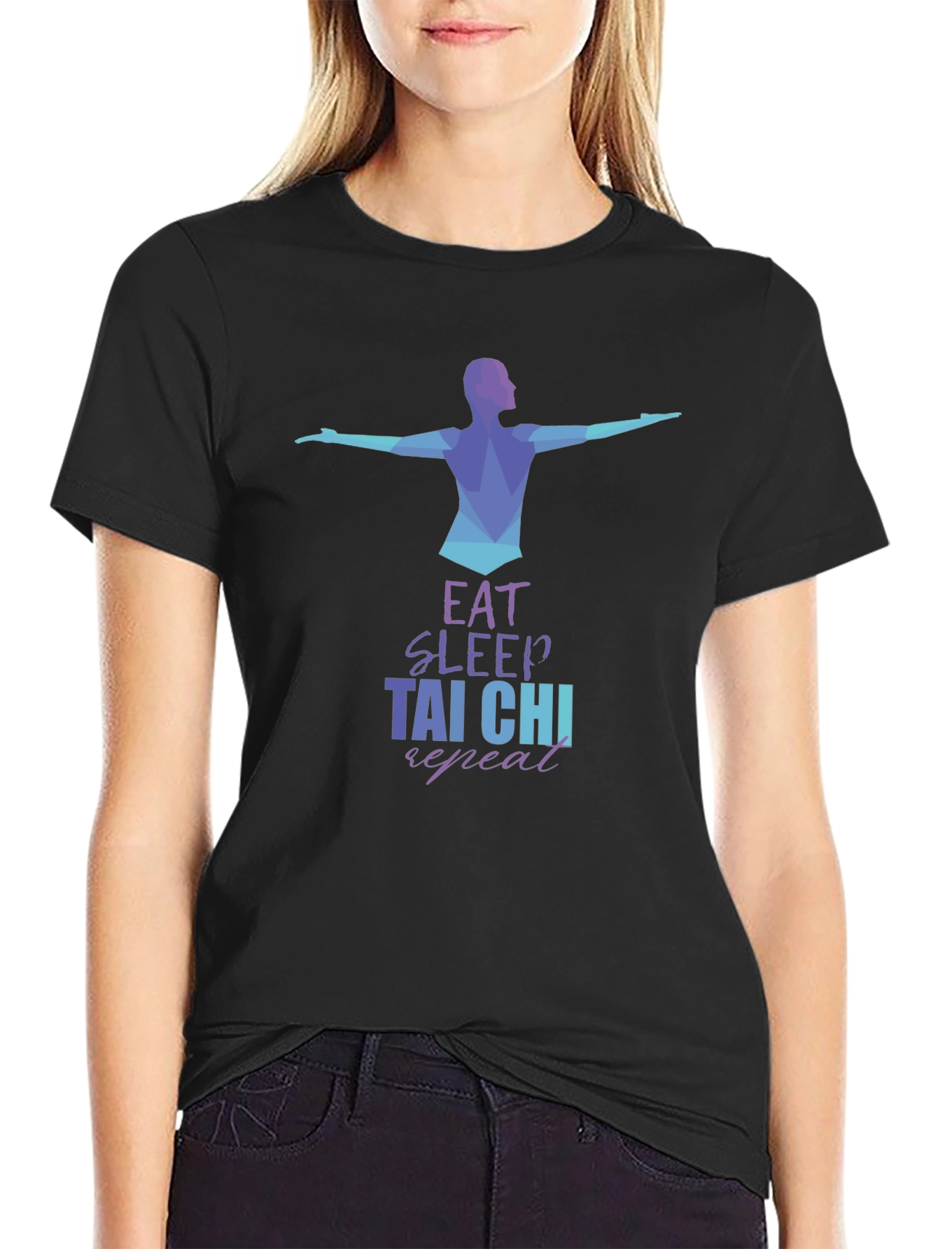 Eat Sleep Tai Chi Repeat Black T-Shirt