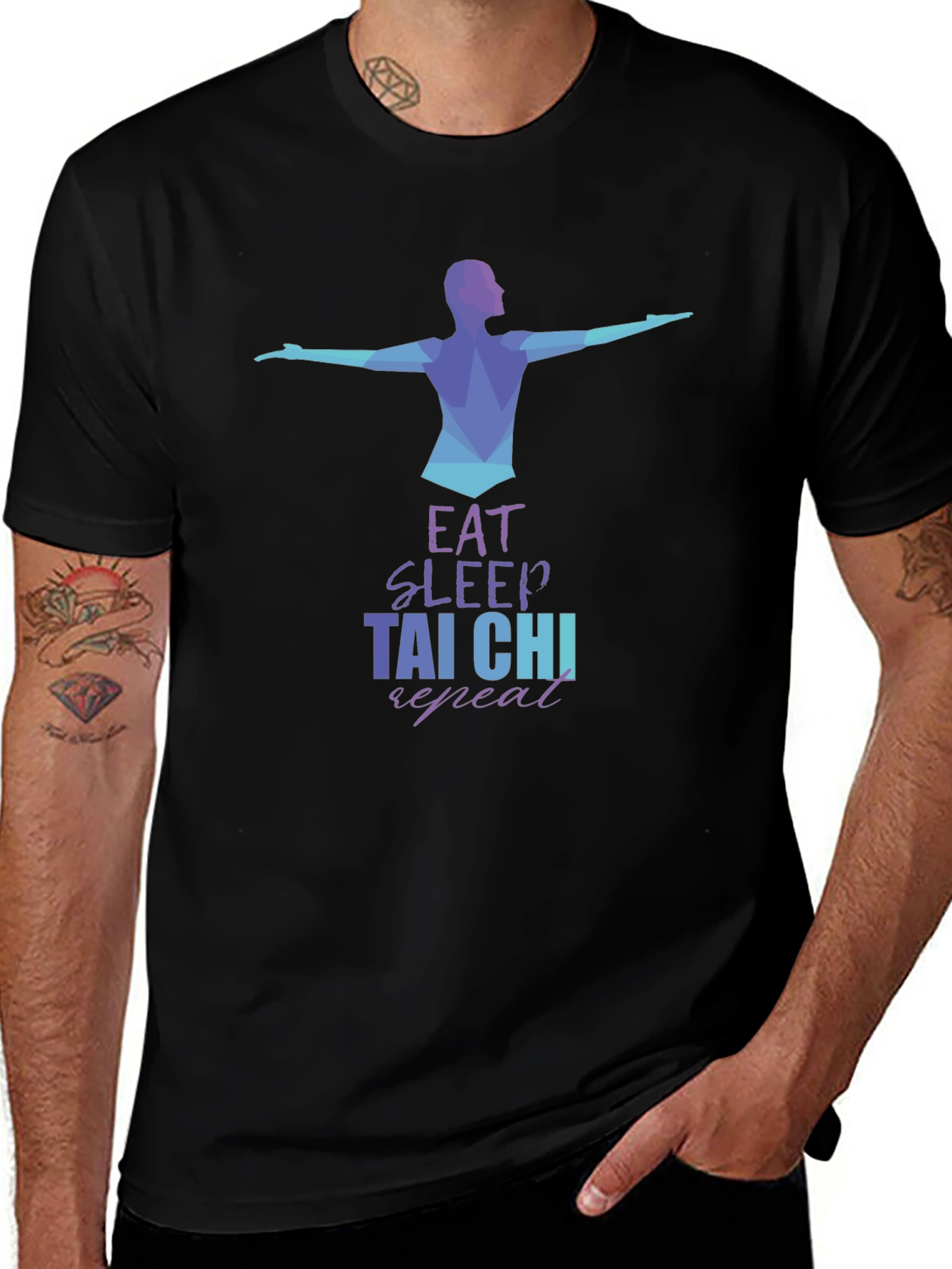 Eat Sleep Tai Chi Repeat Black T-Shirt