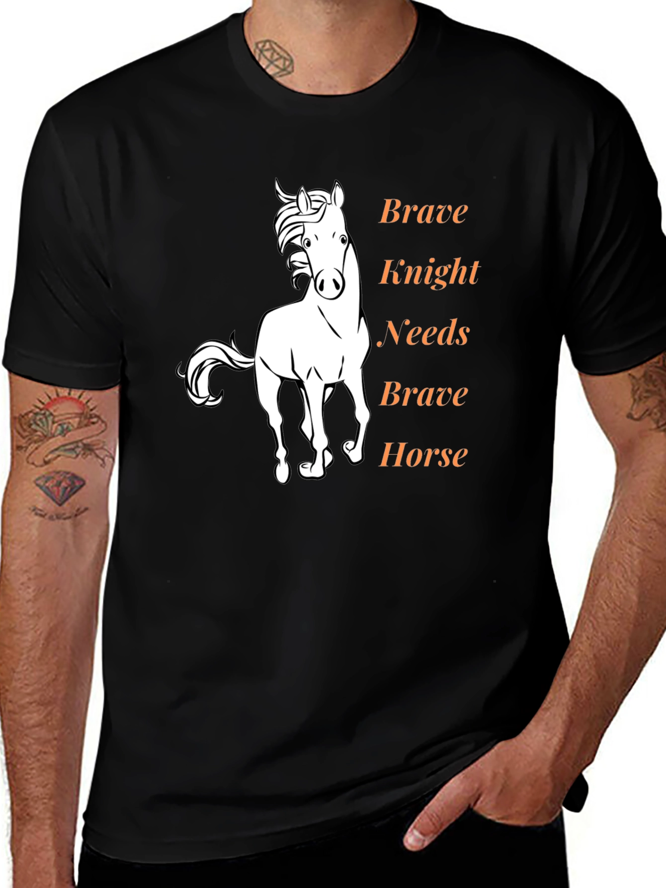 Brave Knight Needs Brave Horse Graphic Tee