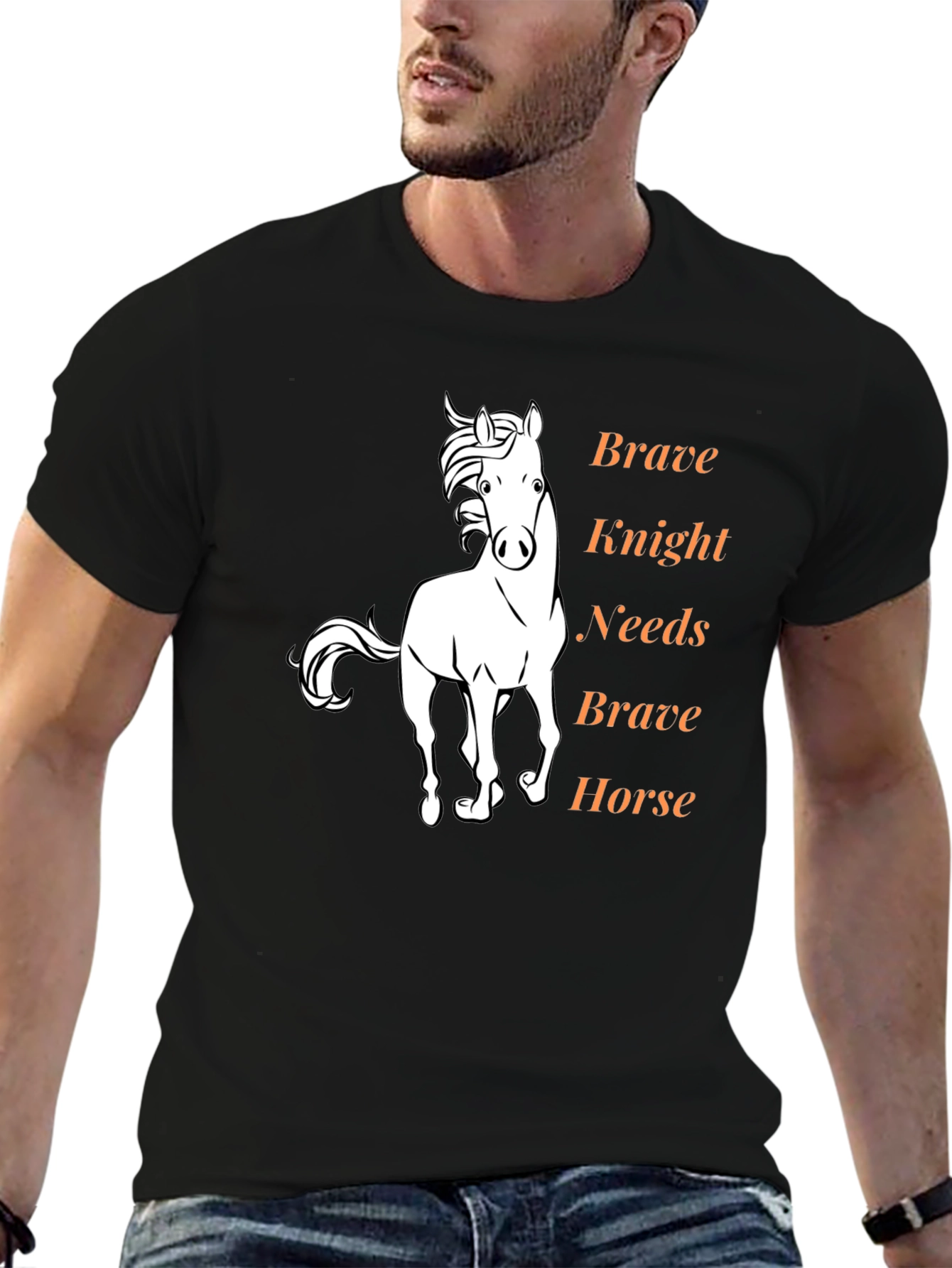 Brave Knight Needs Brave Horse Graphic Tee