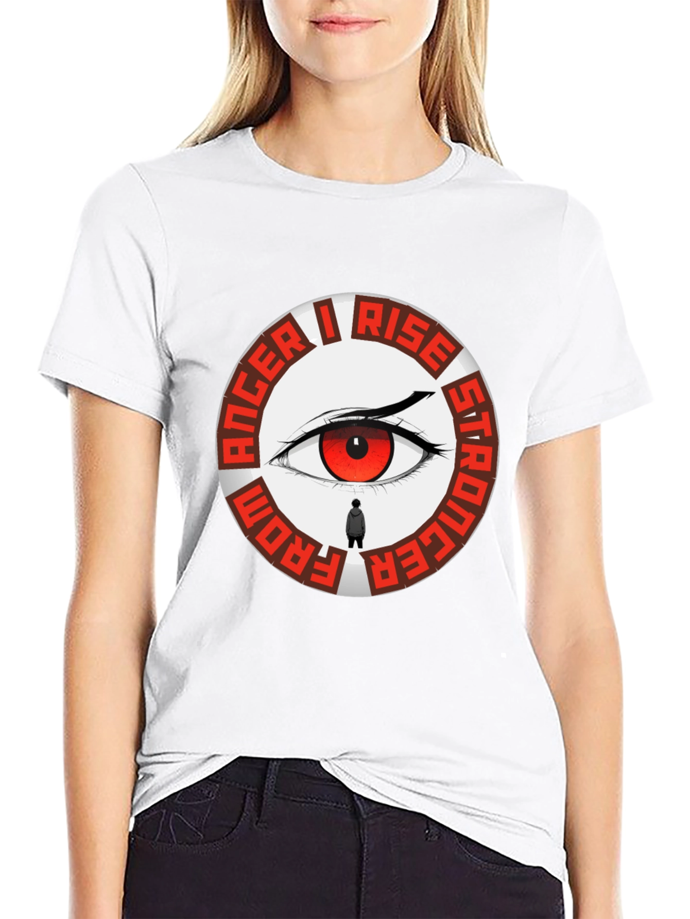 Anger I Rise Stronger Eye Graphic Tee - Black