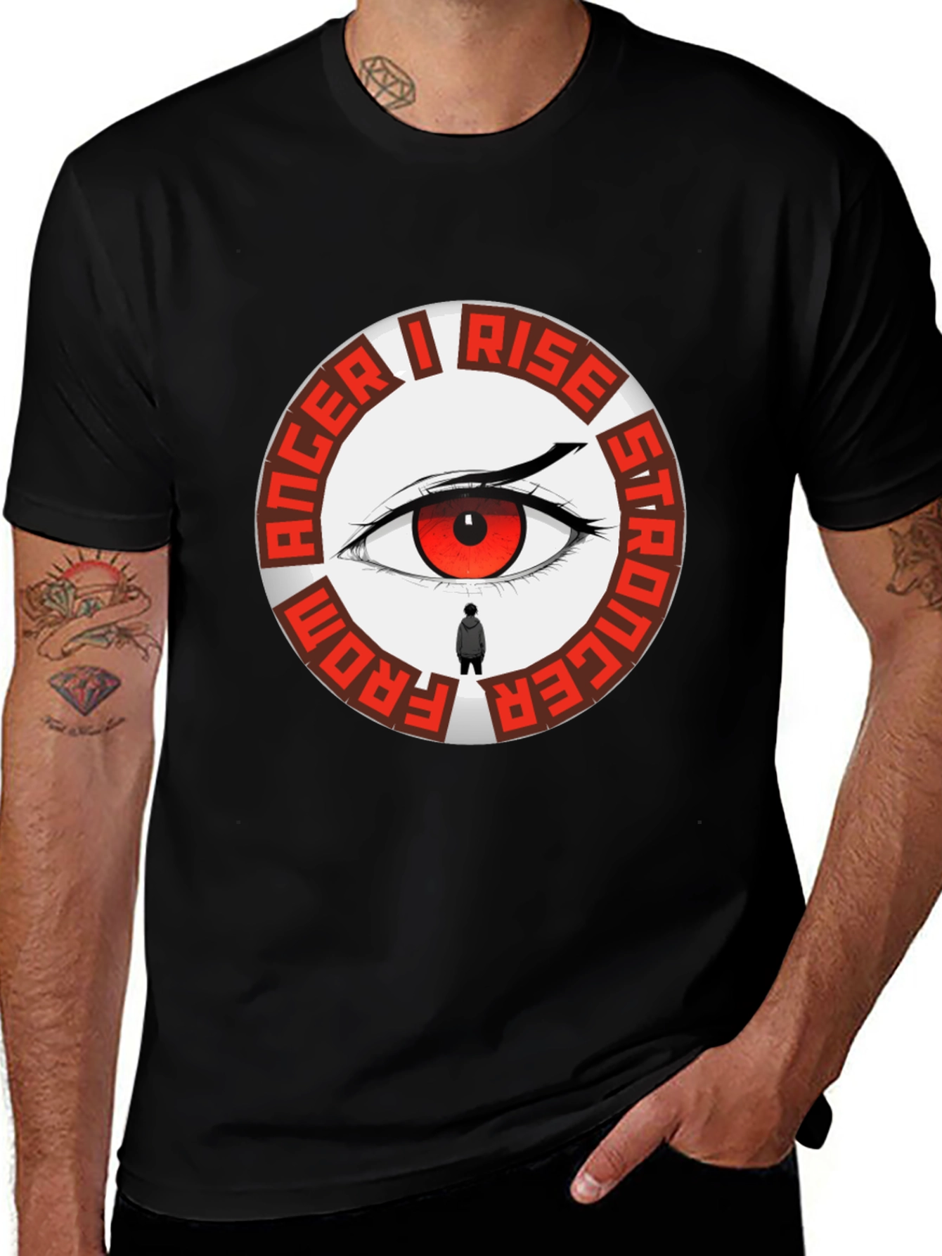 Anger I Rise Stronger Eye Graphic Tee - Black