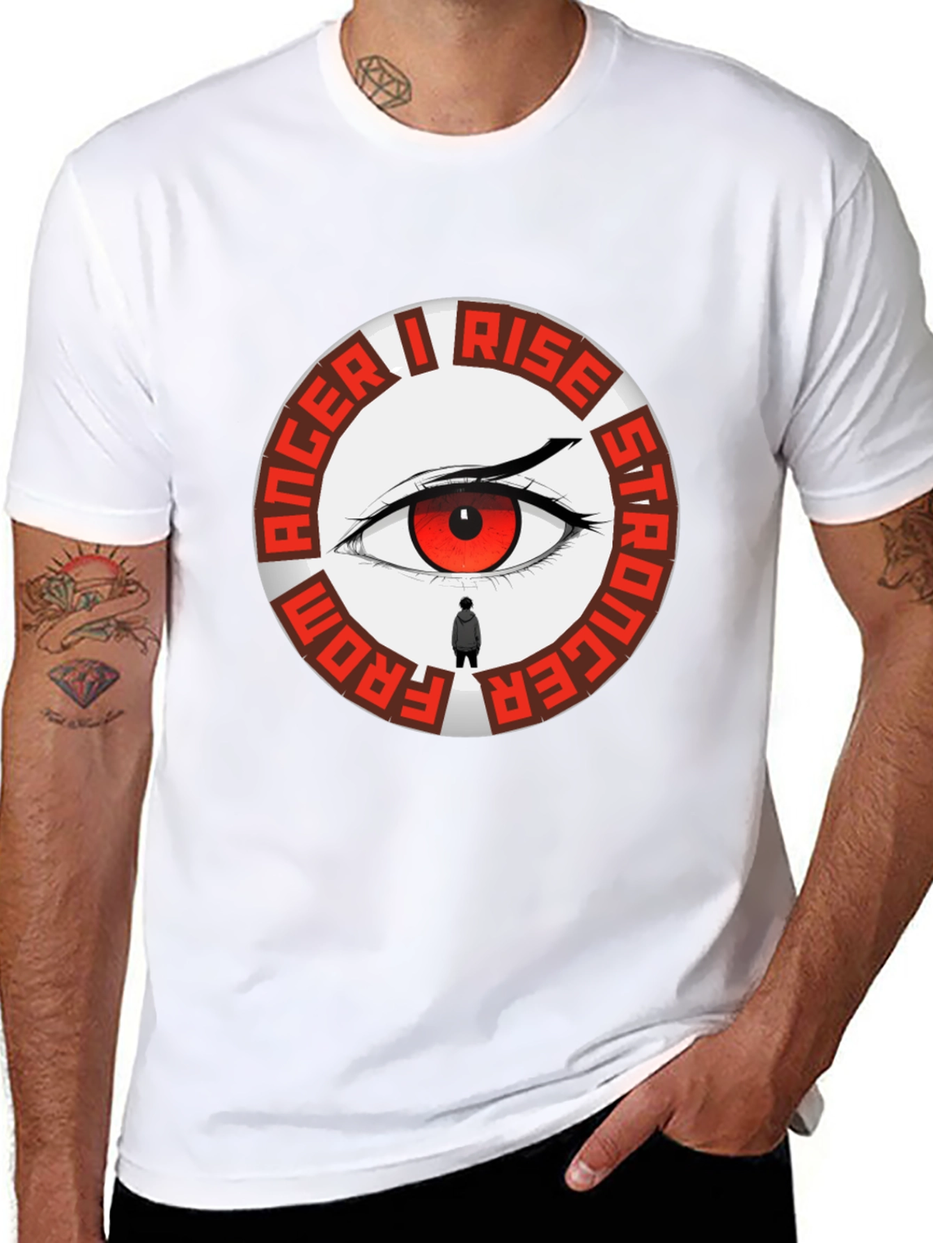 Anger I Rise Stronger Eye Graphic Tee - Black