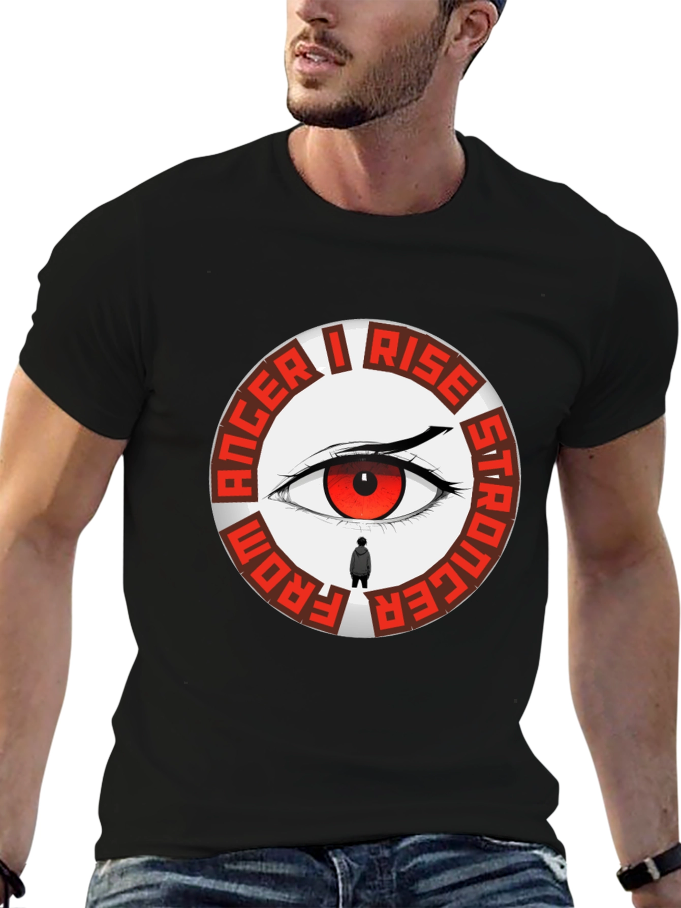 Anger I Rise Stronger Eye Graphic Tee - Black