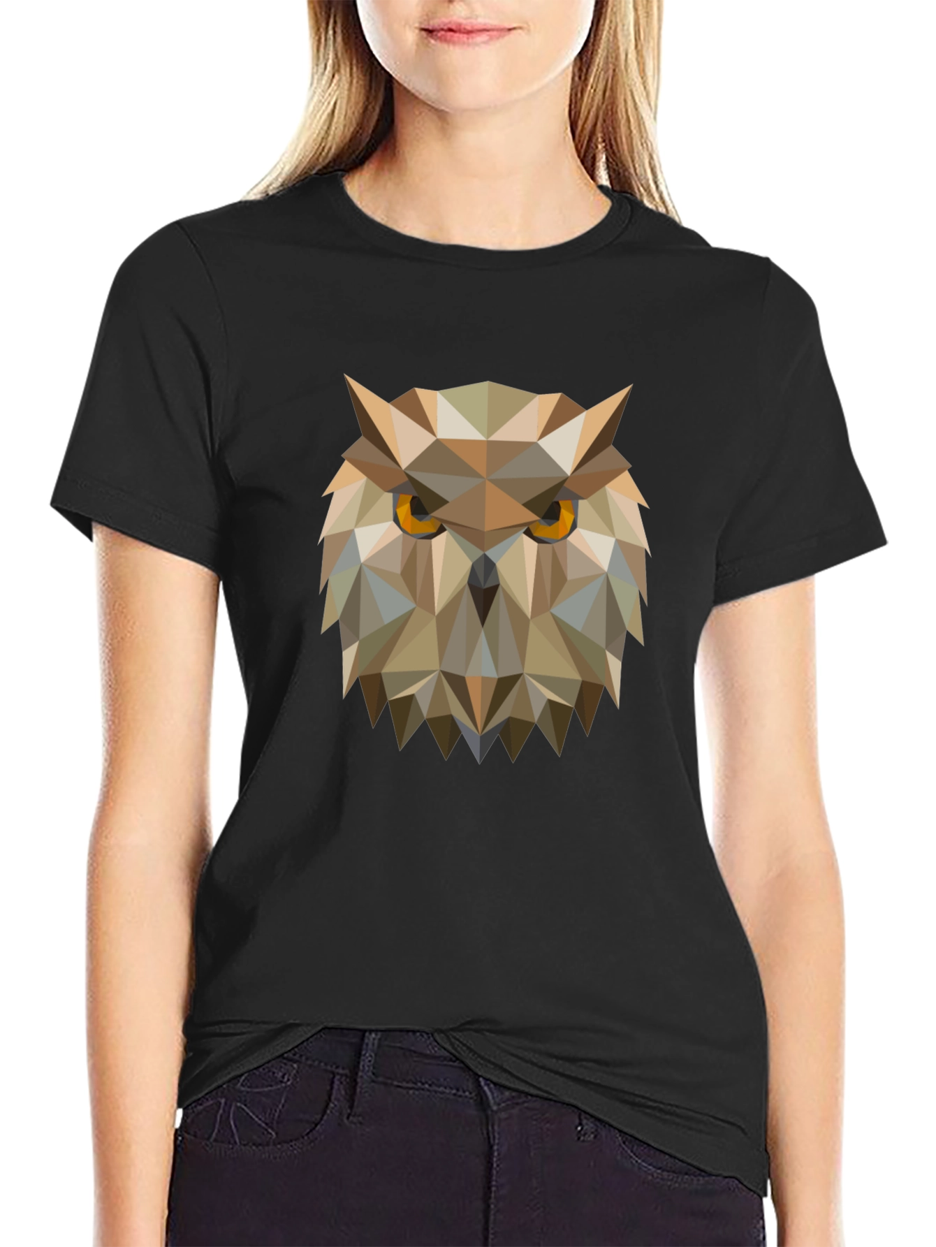 Geometric Owl Graphic Tee - Mens Black T-Shirt