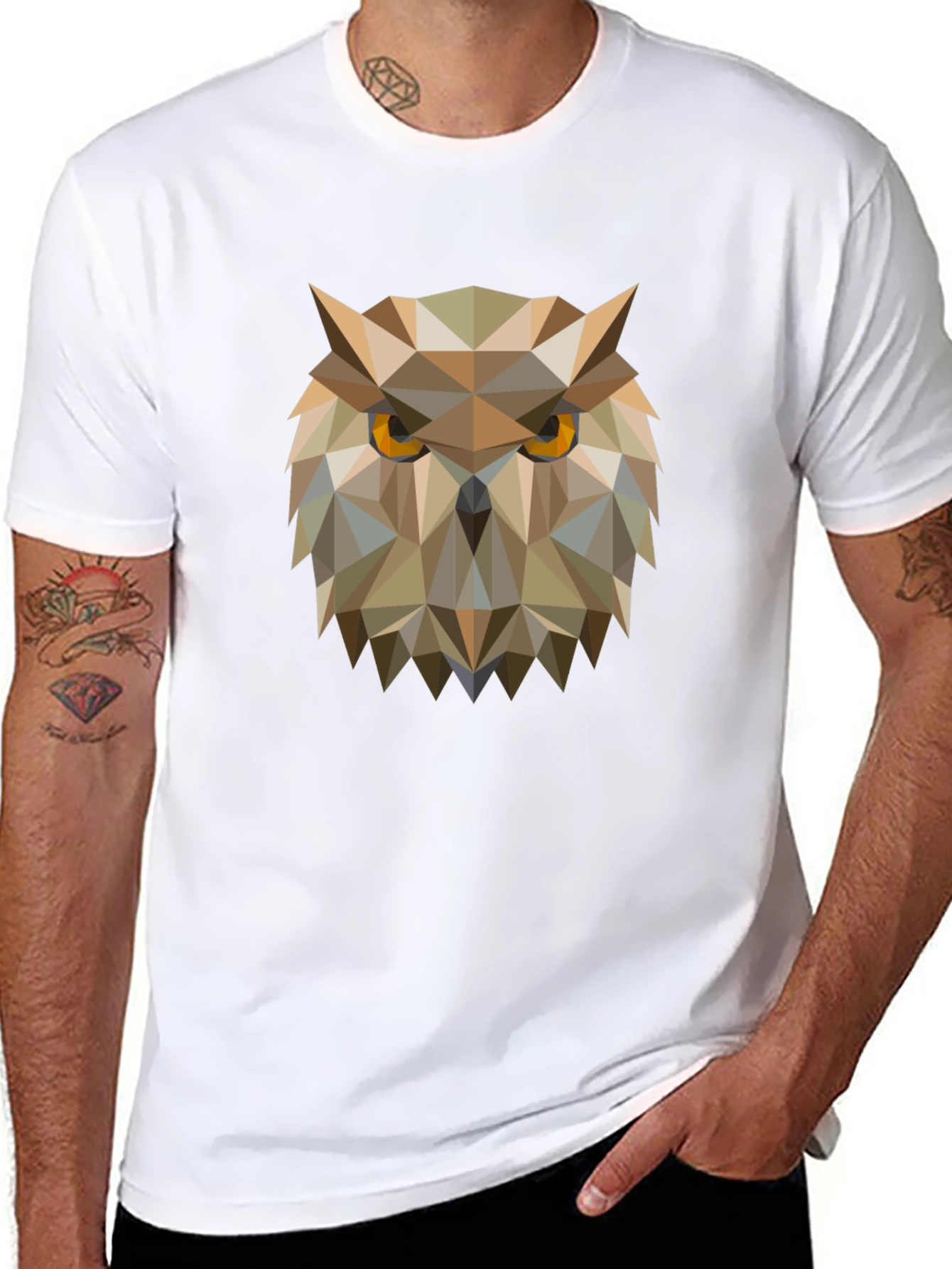 Geometric Owl Graphic Tee - Mens Black T-Shirt