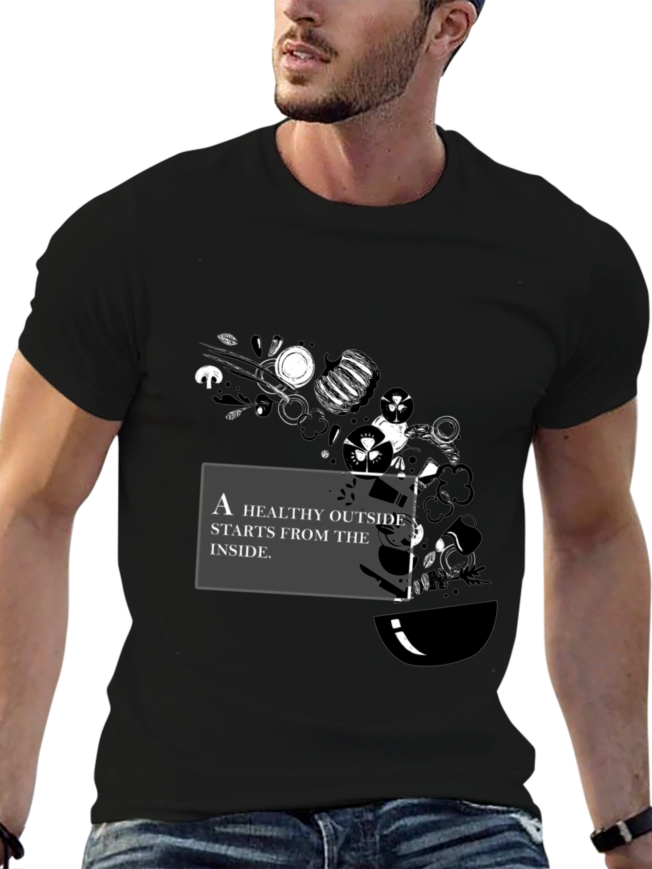 Healthy Outside Inside Graphic Tee - Black