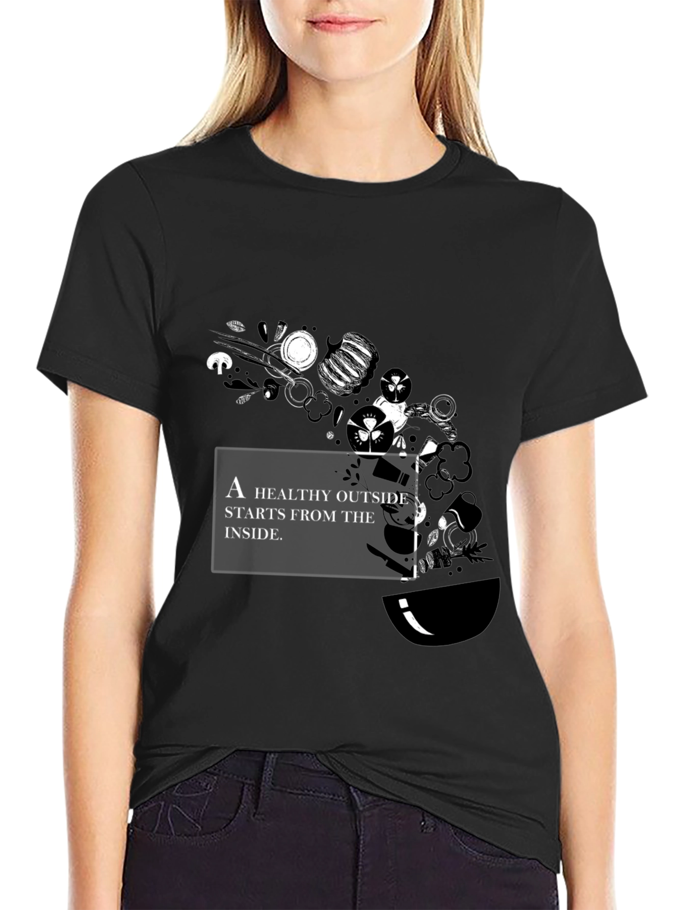 Healthy Outside Inside Graphic Tee - Black