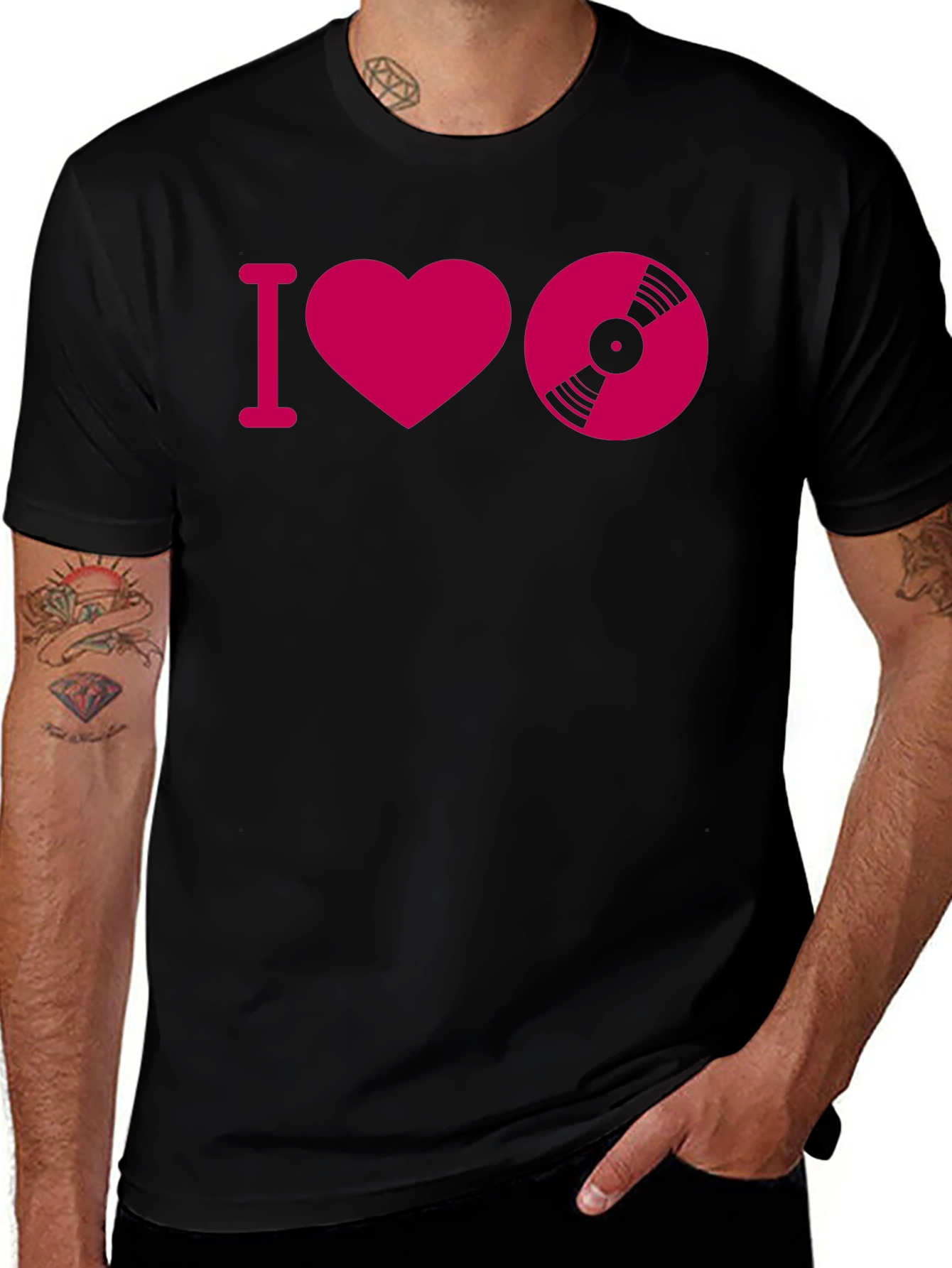 I Heart Vinyl Record Black T-Shirt