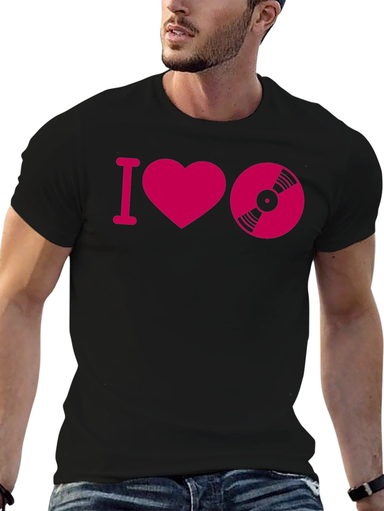 I Heart Vinyl Record Black T-Shirt