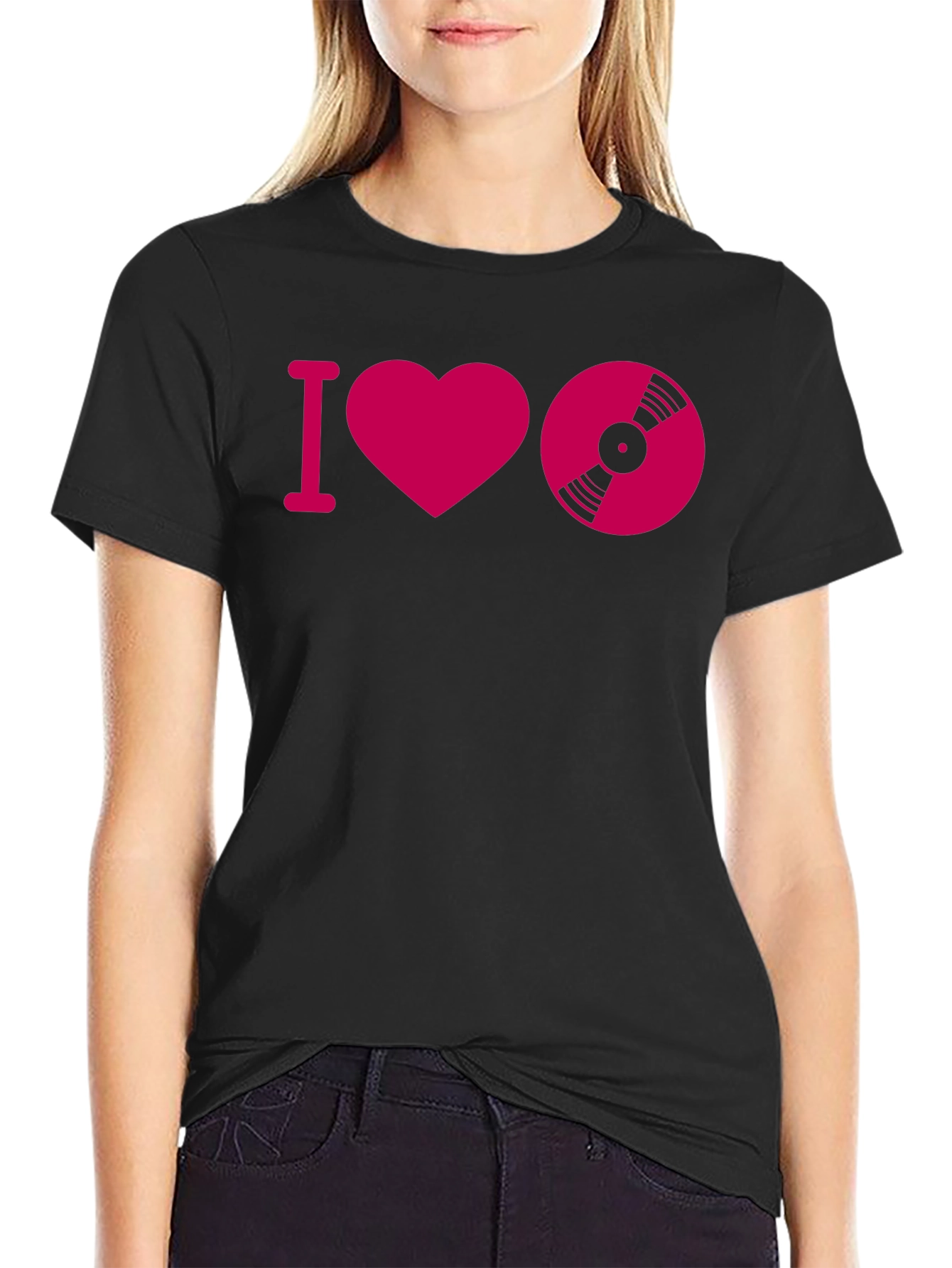 I Heart Vinyl Record Black T-Shirt