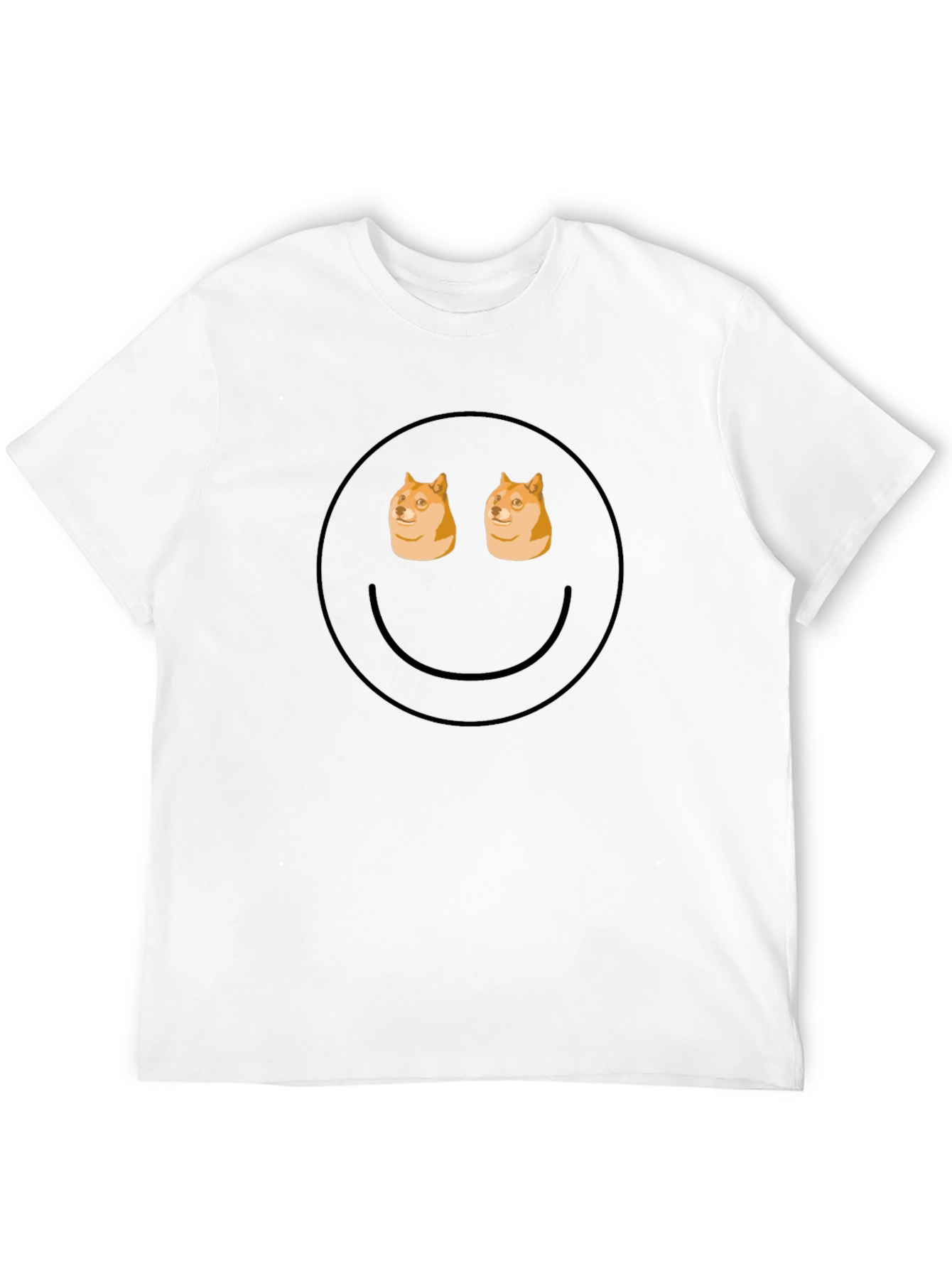 Doge Eyes Smiley Face Black T-Shirt