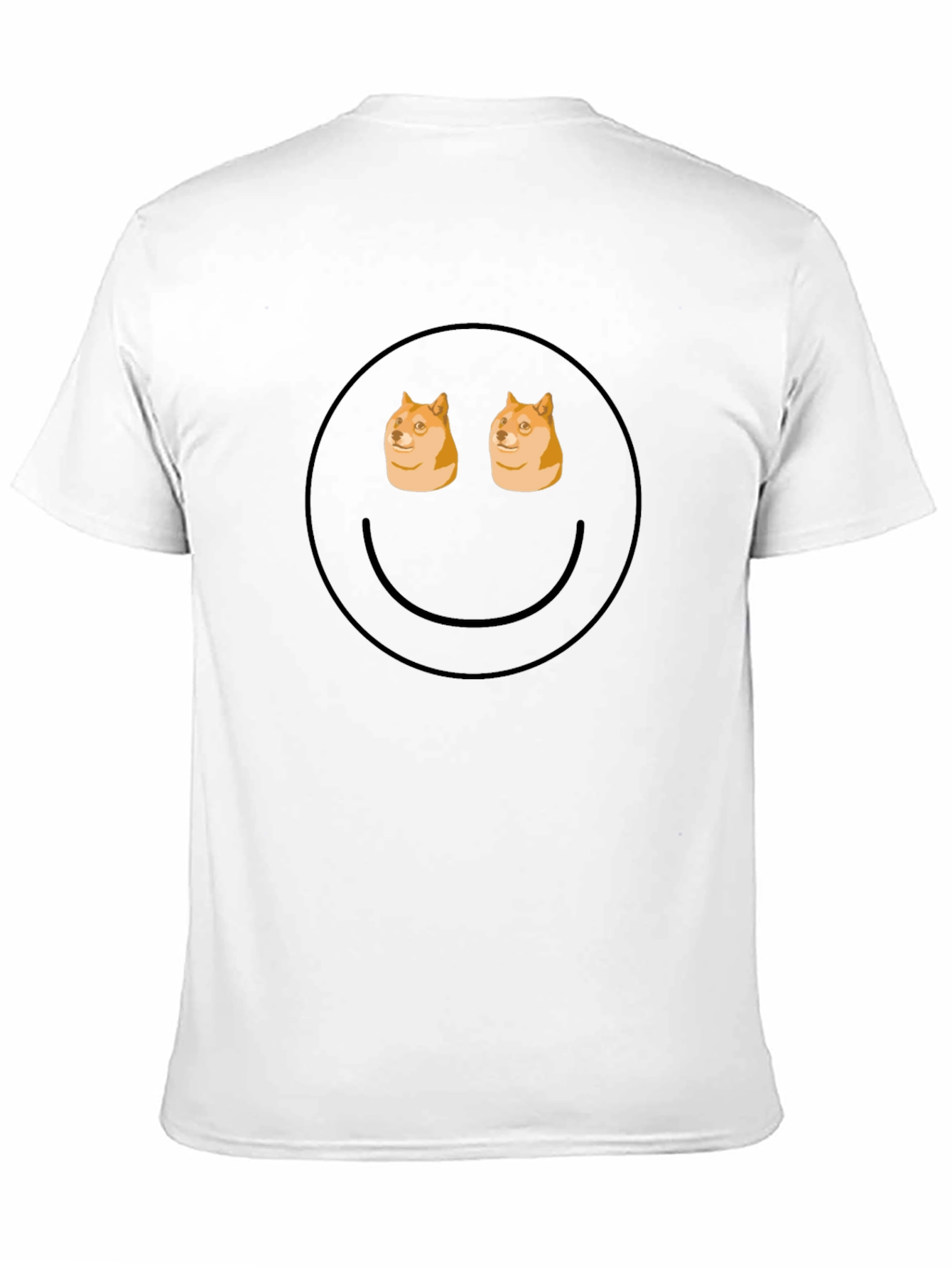 Doge Eyes Smiley Face Black T-Shirt
