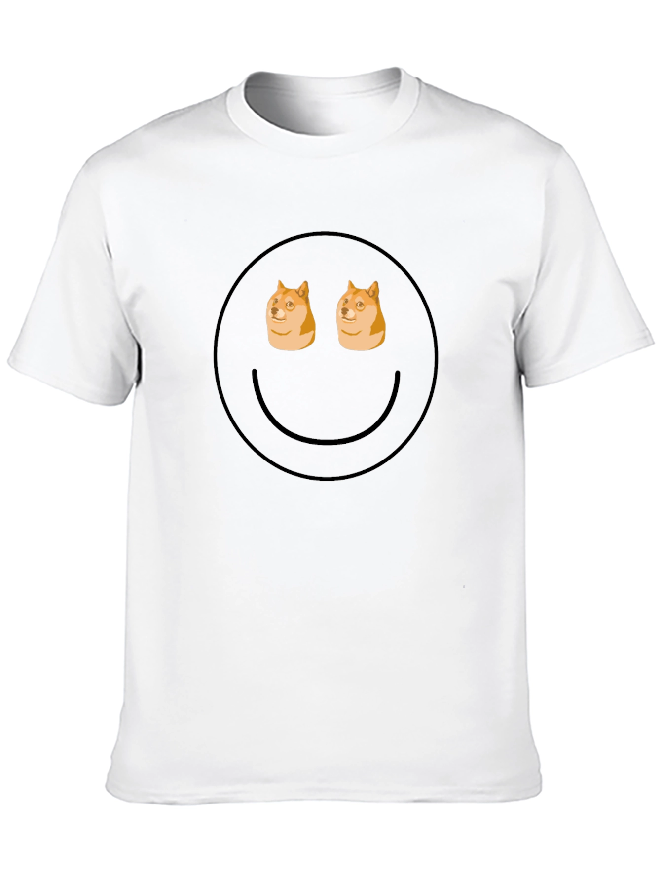 Doge Eyes Smiley Face Black T-Shirt