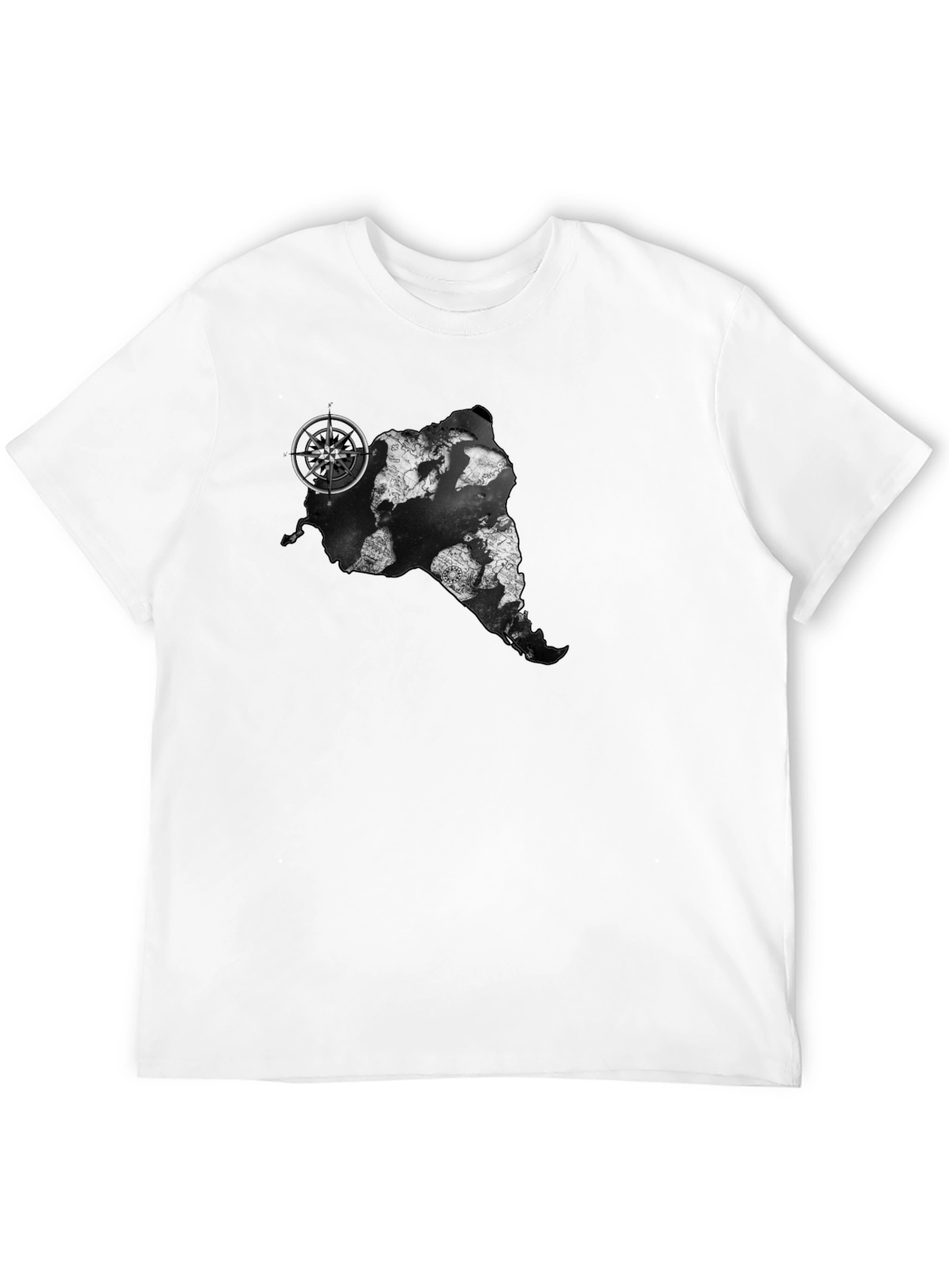 Adventure Awaits Tee - Map Compass Graphic Black T-Shirt