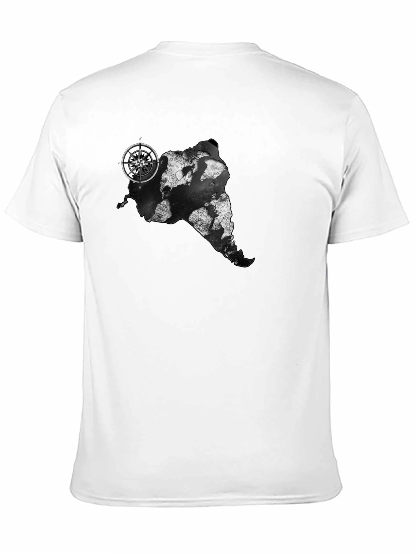 Adventure Awaits Tee - Map Compass Graphic Black T-Shirt