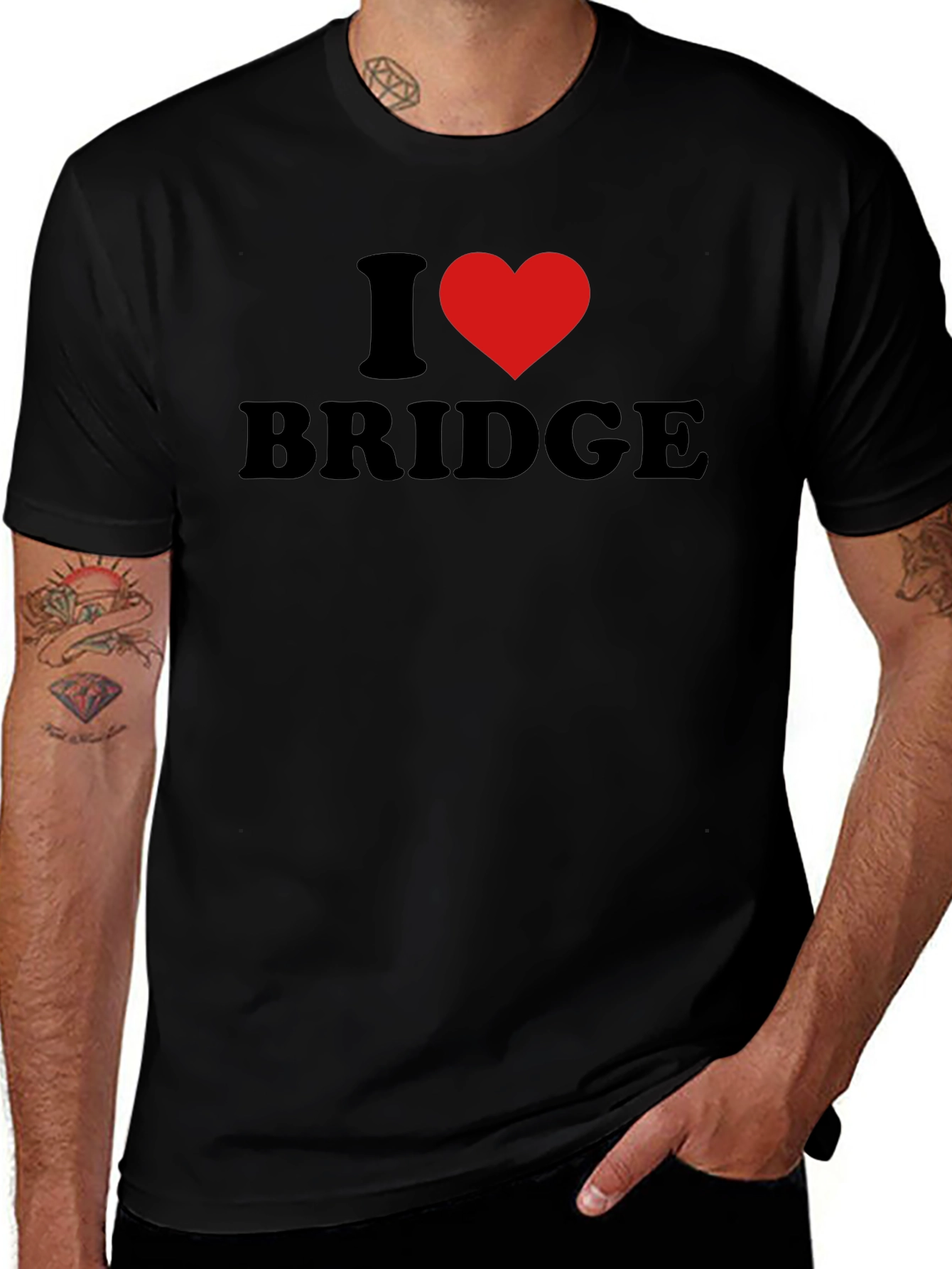 I Heart Bridge T-Shirt - Black Cotton Tee