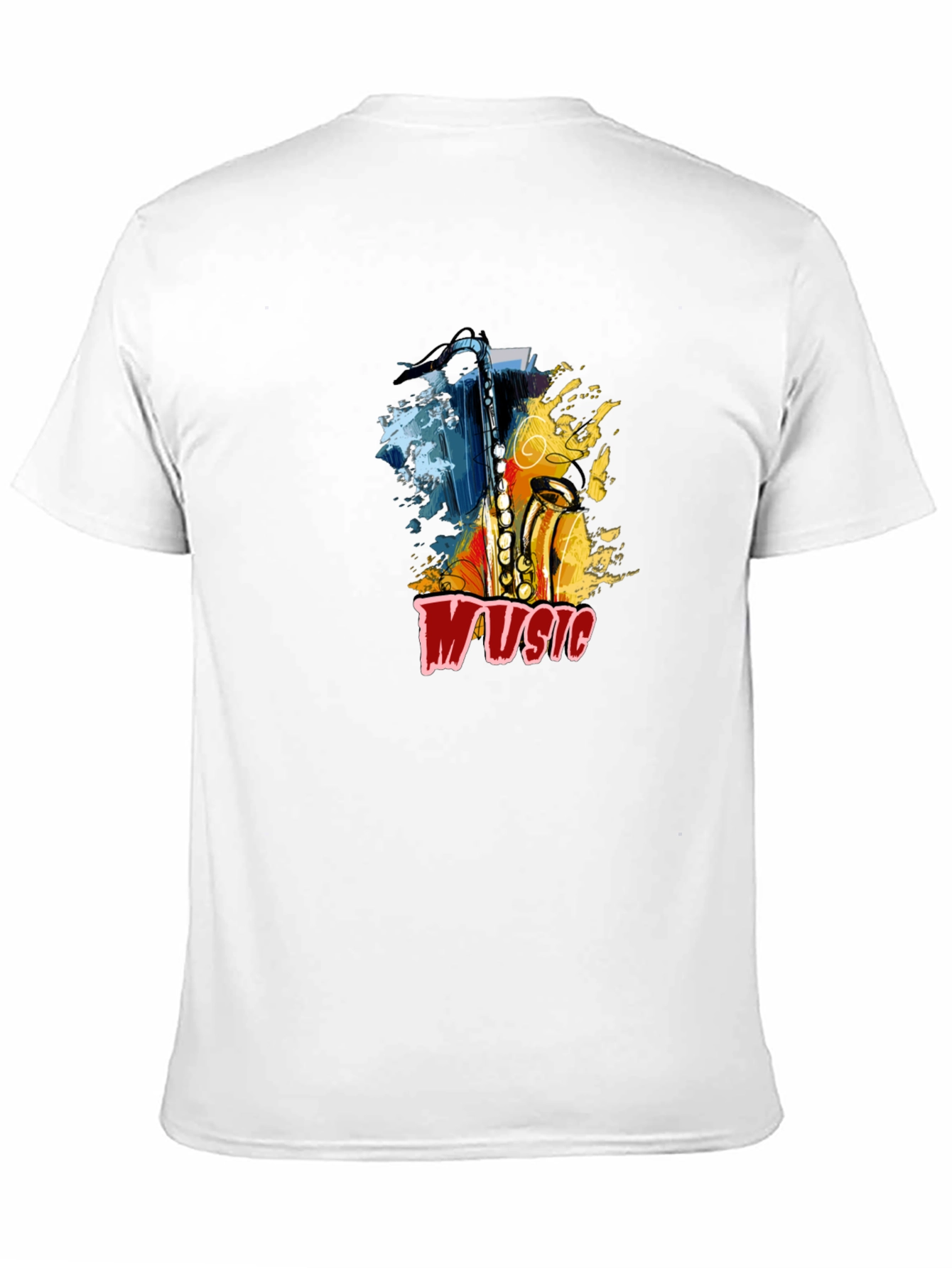 Saxophone Music Graphic Tee - Black Cotton T-Shirt