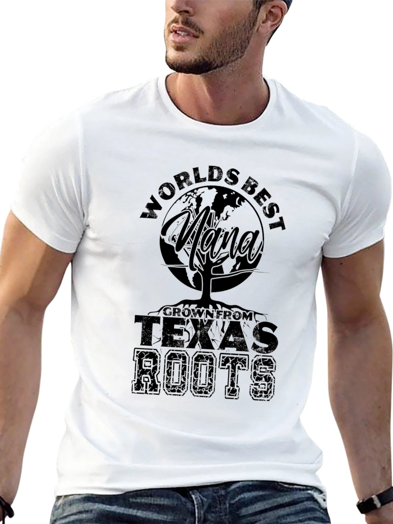 Worlds Best Nana Texas Roots Black T-Shirt