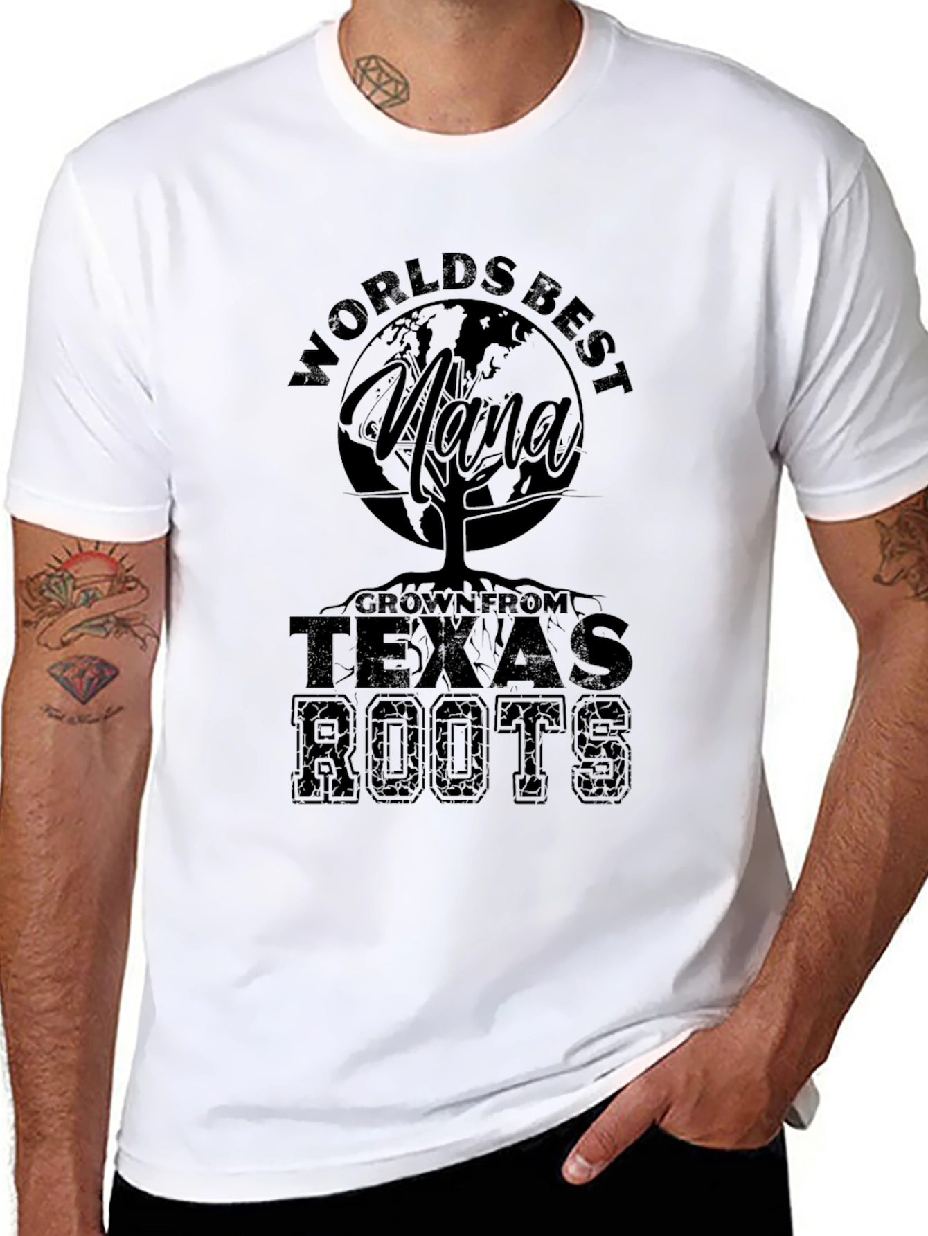 Worlds Best Nana Texas Roots Black T-Shirt