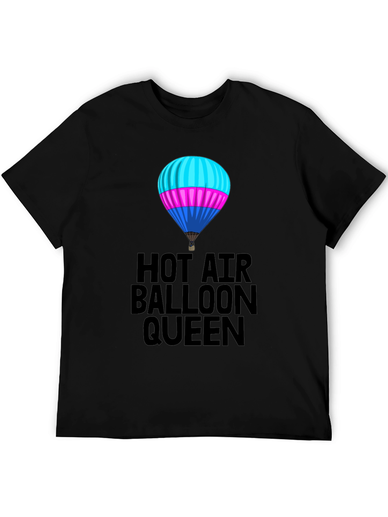 Hot Air Balloon Queen Black T-Shirt