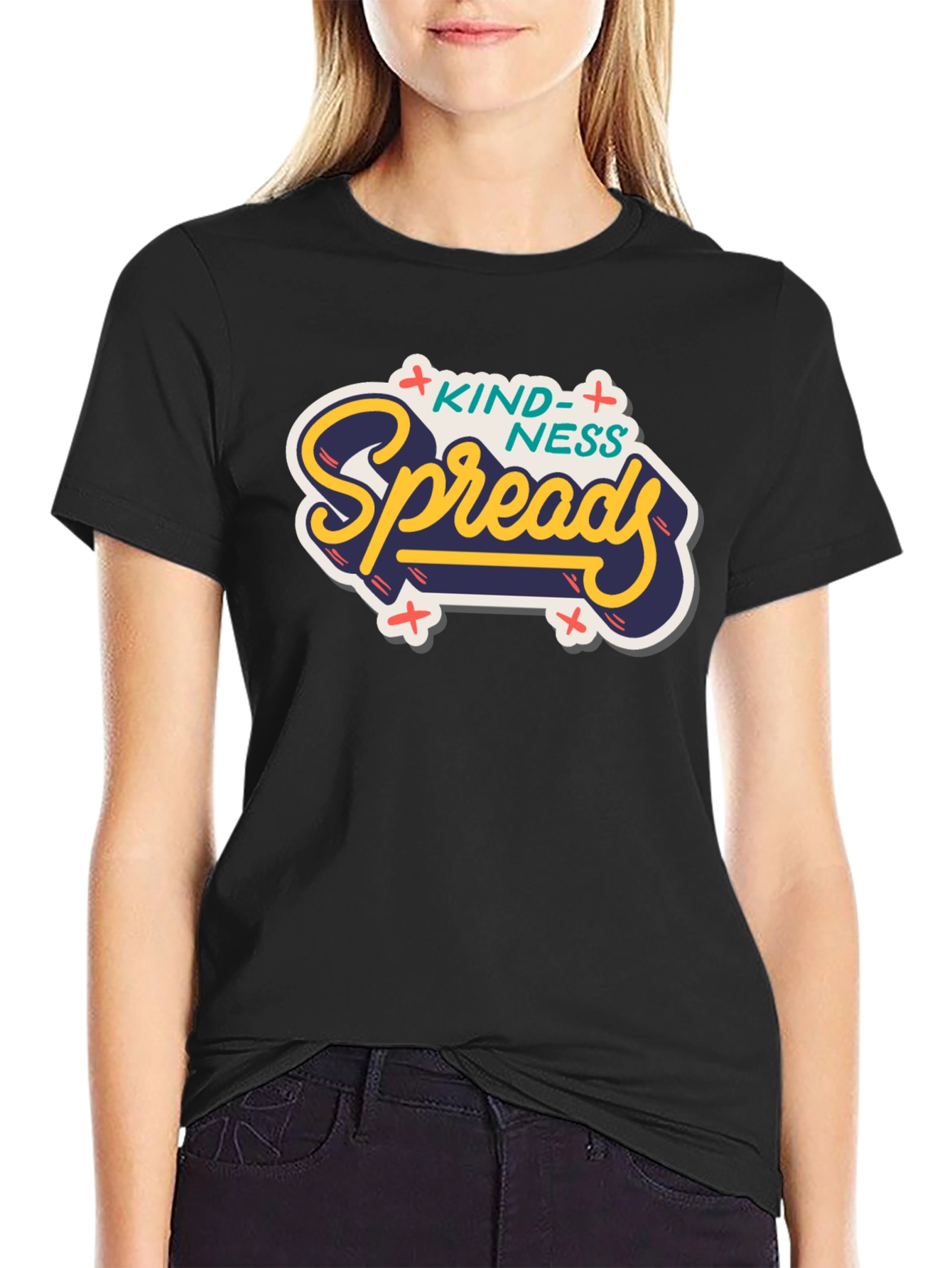Kindness Spreads Graphic Tee - Black Casual T-Shirt