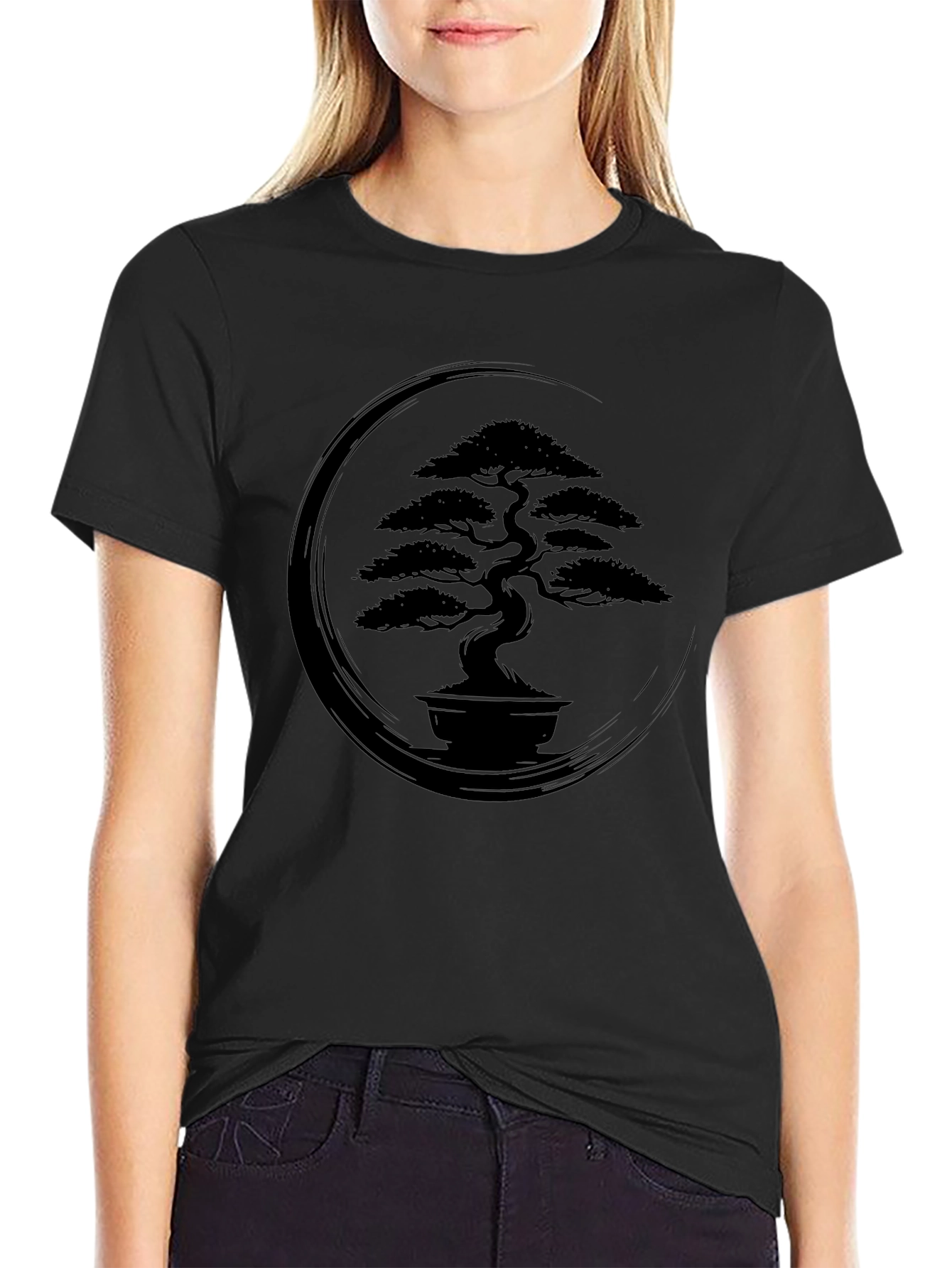Zen Bonsai Tree Graphic T-Shirt - Classic Black Tee