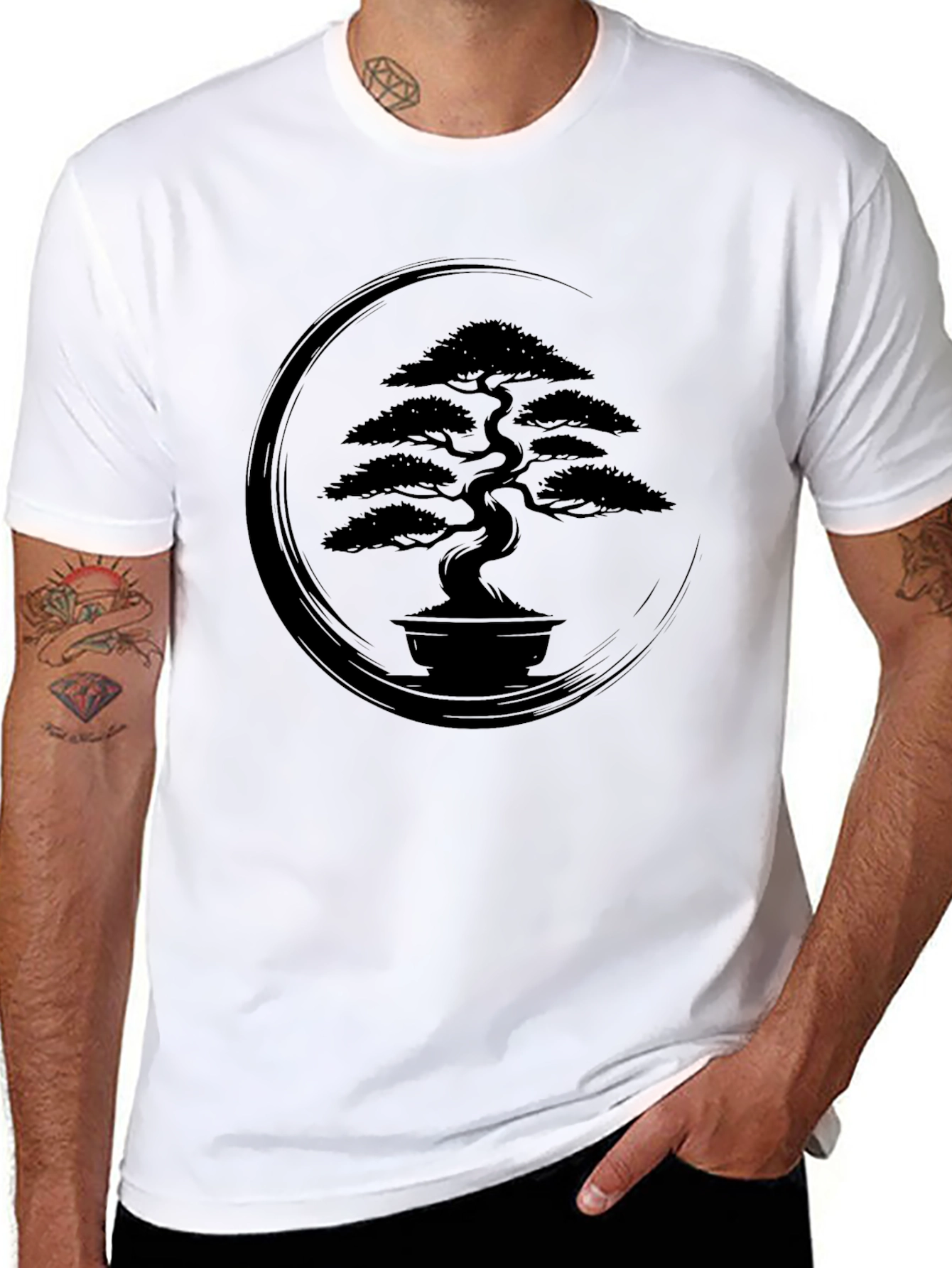 Zen Bonsai Tree Graphic T-Shirt - Classic Black Tee