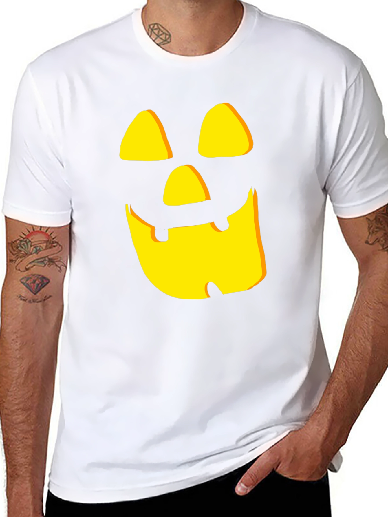 Spooky Pumpkin Face Black Halloween T-Shirt