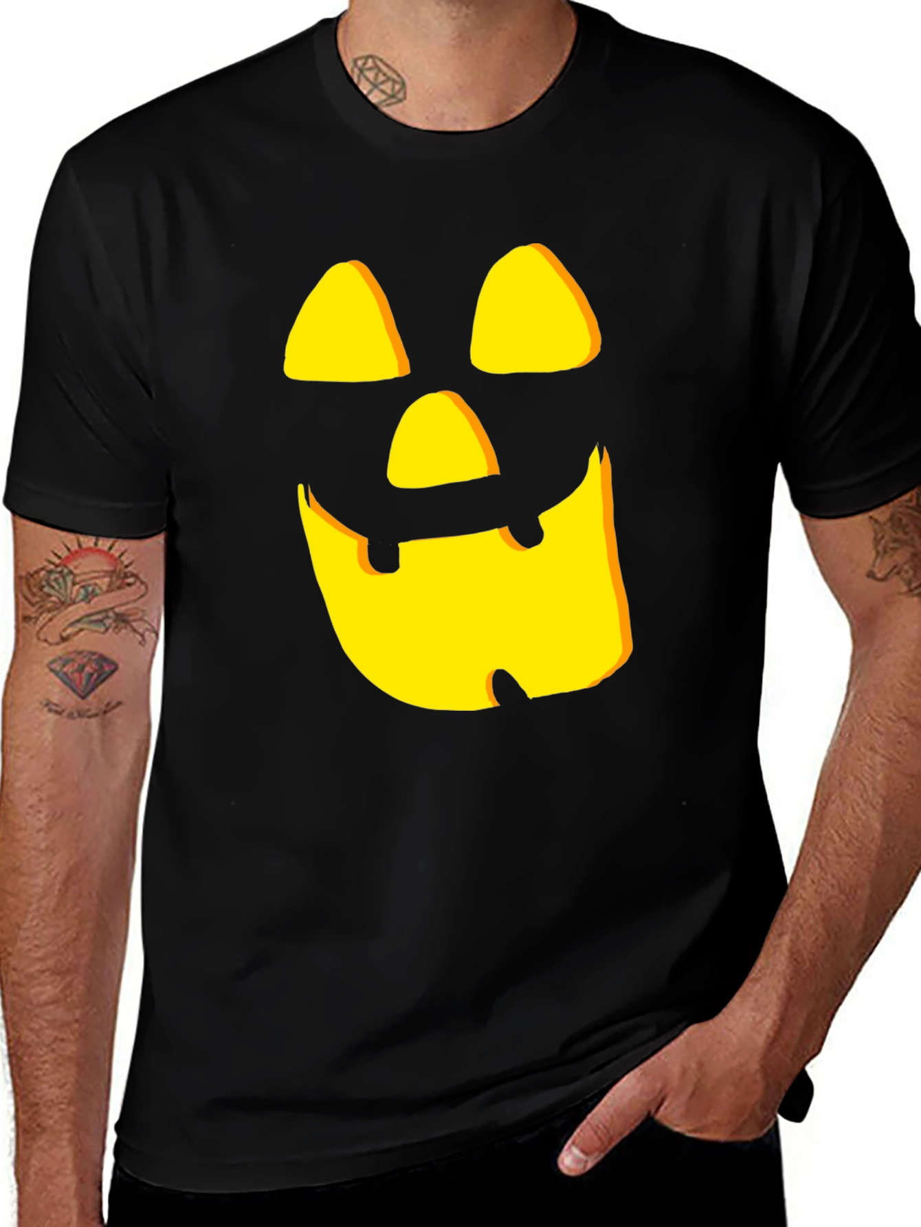 Spooky Pumpkin Face Black Halloween T-Shirt
