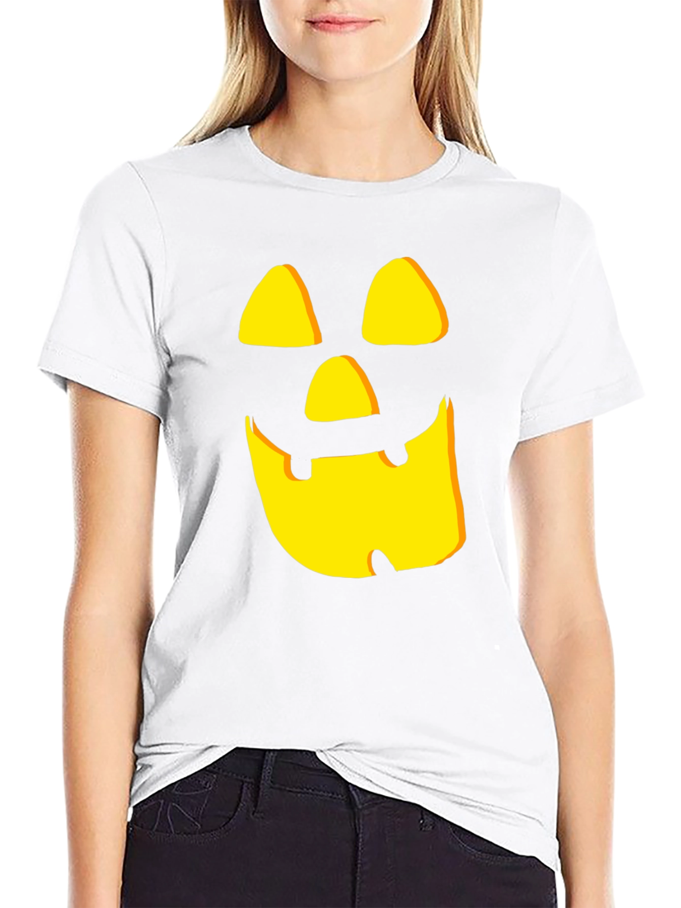 Spooky Pumpkin Face Black Halloween T-Shirt