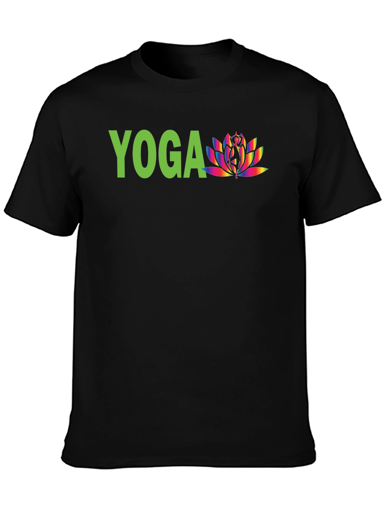 Yoga Lotus Graphic Tee - Black Cotton Shirt