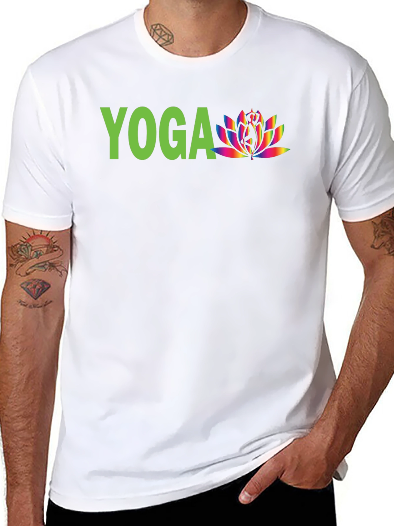Yoga Lotus Graphic Tee - Black Cotton Shirt