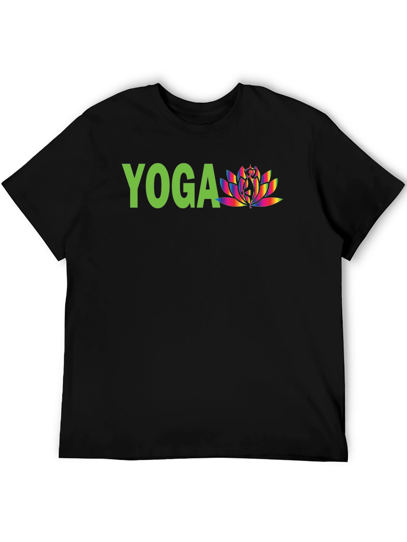 Yoga Lotus Graphic Tee - Black Cotton Shirt