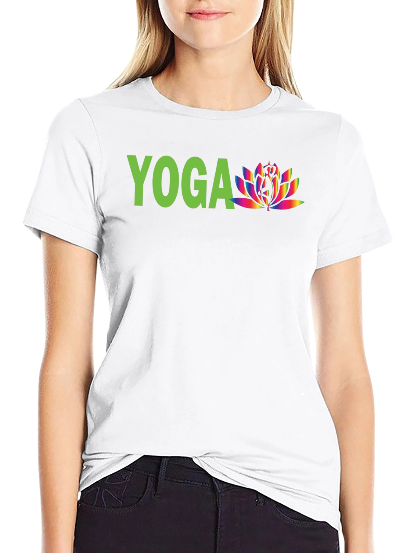 Yoga Lotus Graphic Tee - Black Cotton Shirt