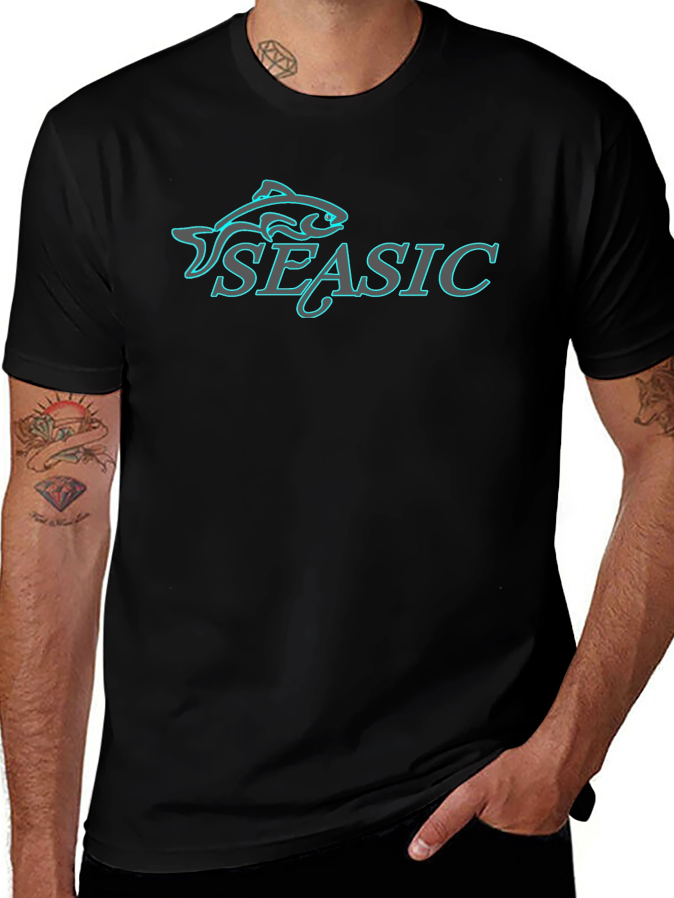 Seasic Fish Graphic Black T-Shirt