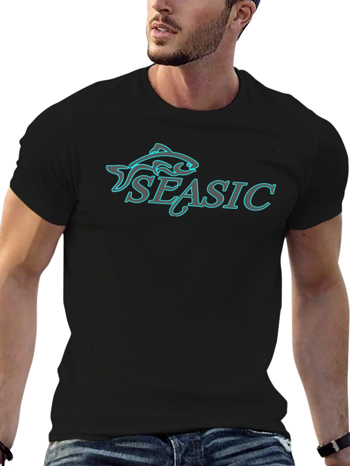 Seasic Fish Graphic Black T-Shirt