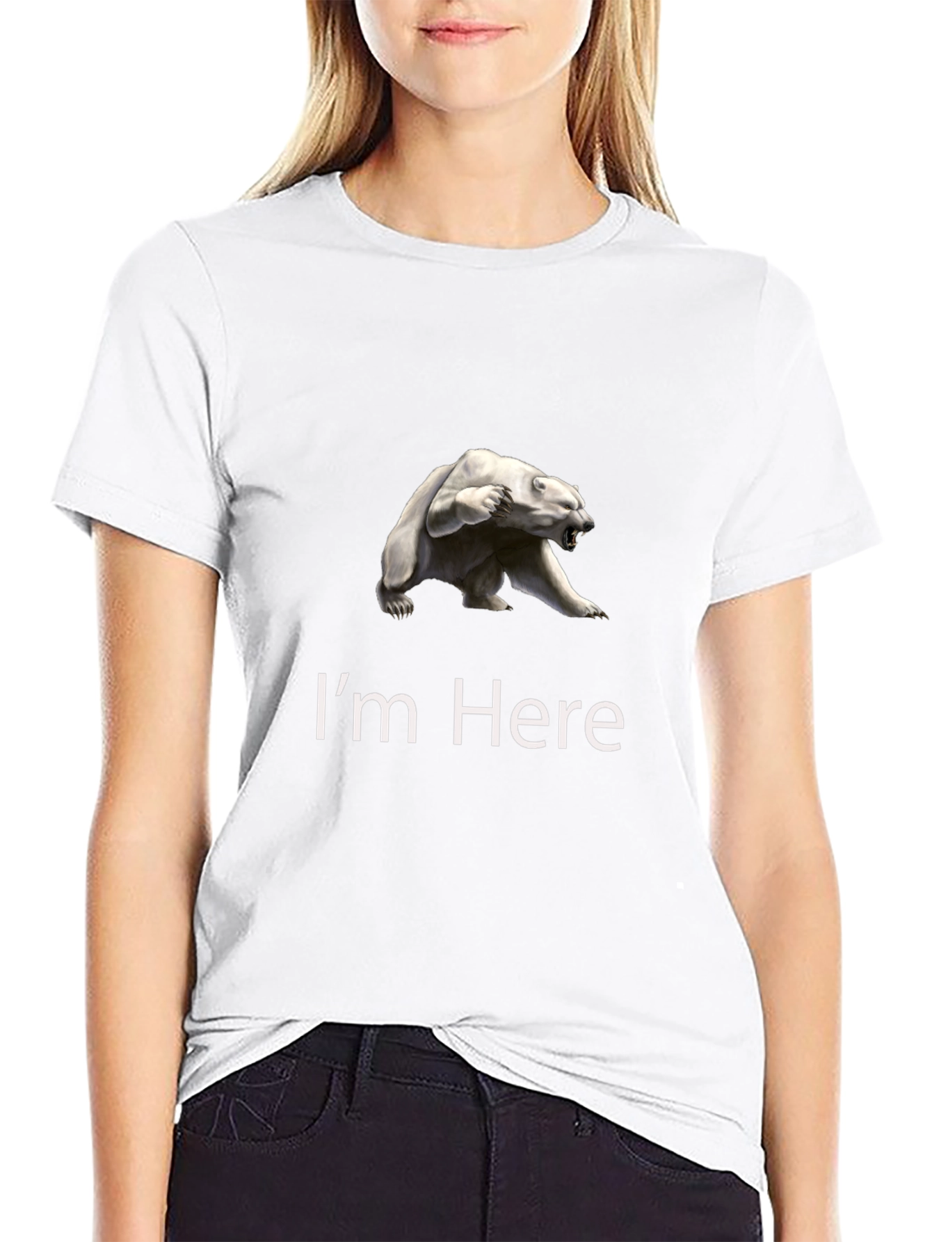 Polar Bear Graphic Tee - Im Here Statement Shirt