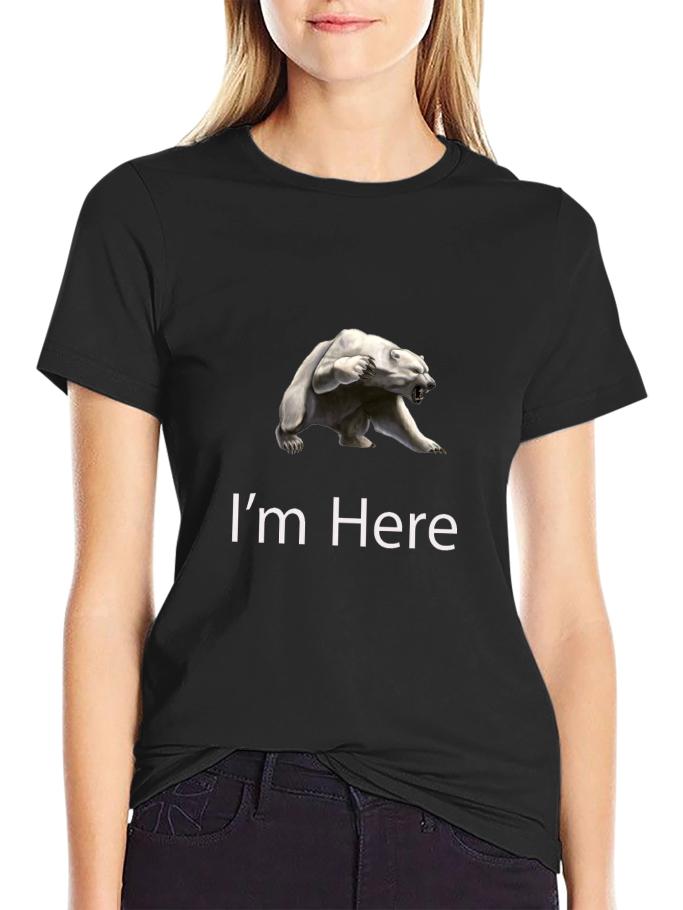 Polar Bear Graphic Tee - Im Here Statement Shirt