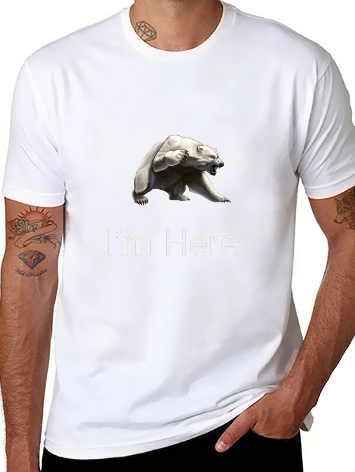 Polar Bear Graphic Tee - Im Here Statement Shirt