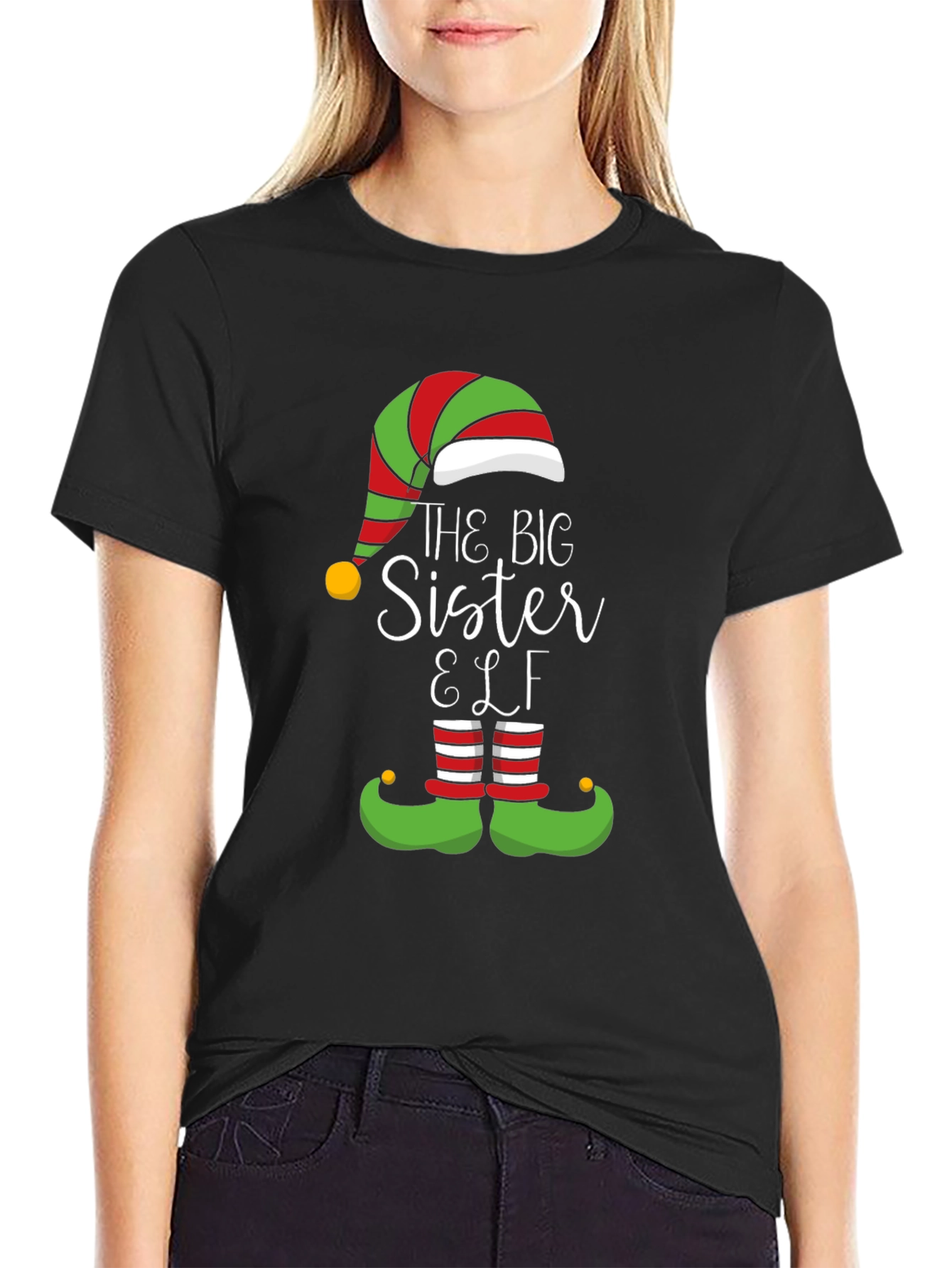 The Big Sister Elf Christmas Holiday T-Shirt