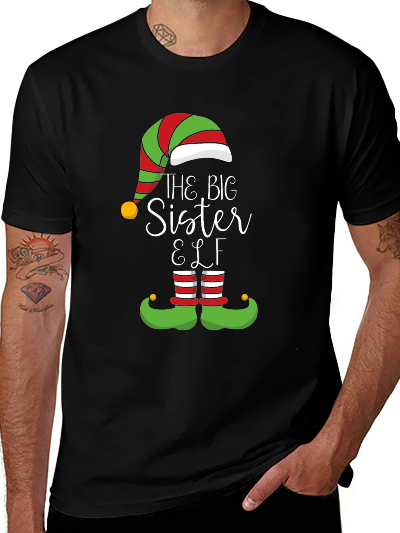 The Big Sister Elf Christmas Holiday T-Shirt