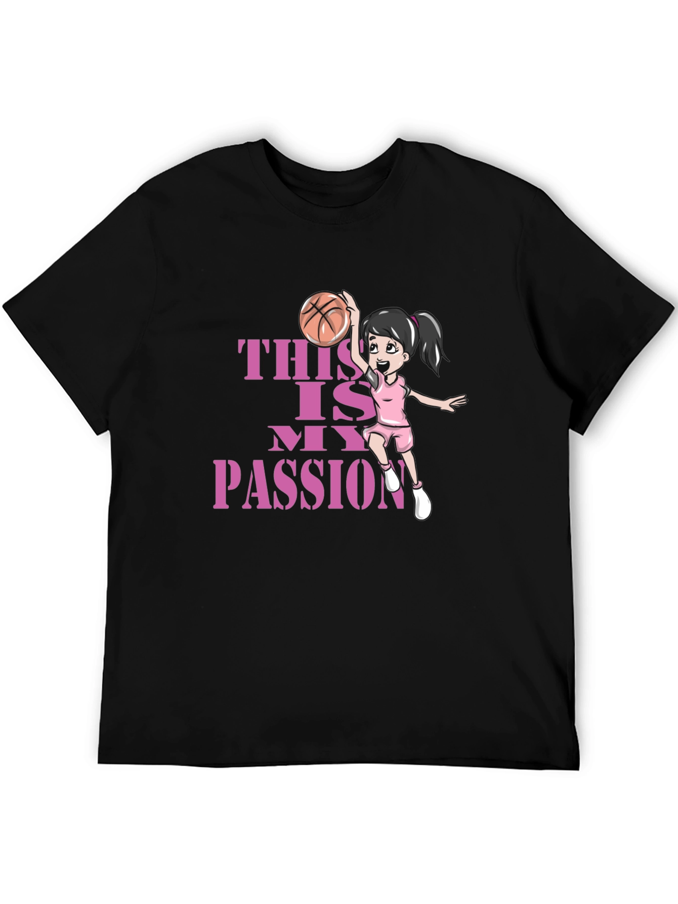 Basketball Passion T-Shirt - Black Graphic Tee