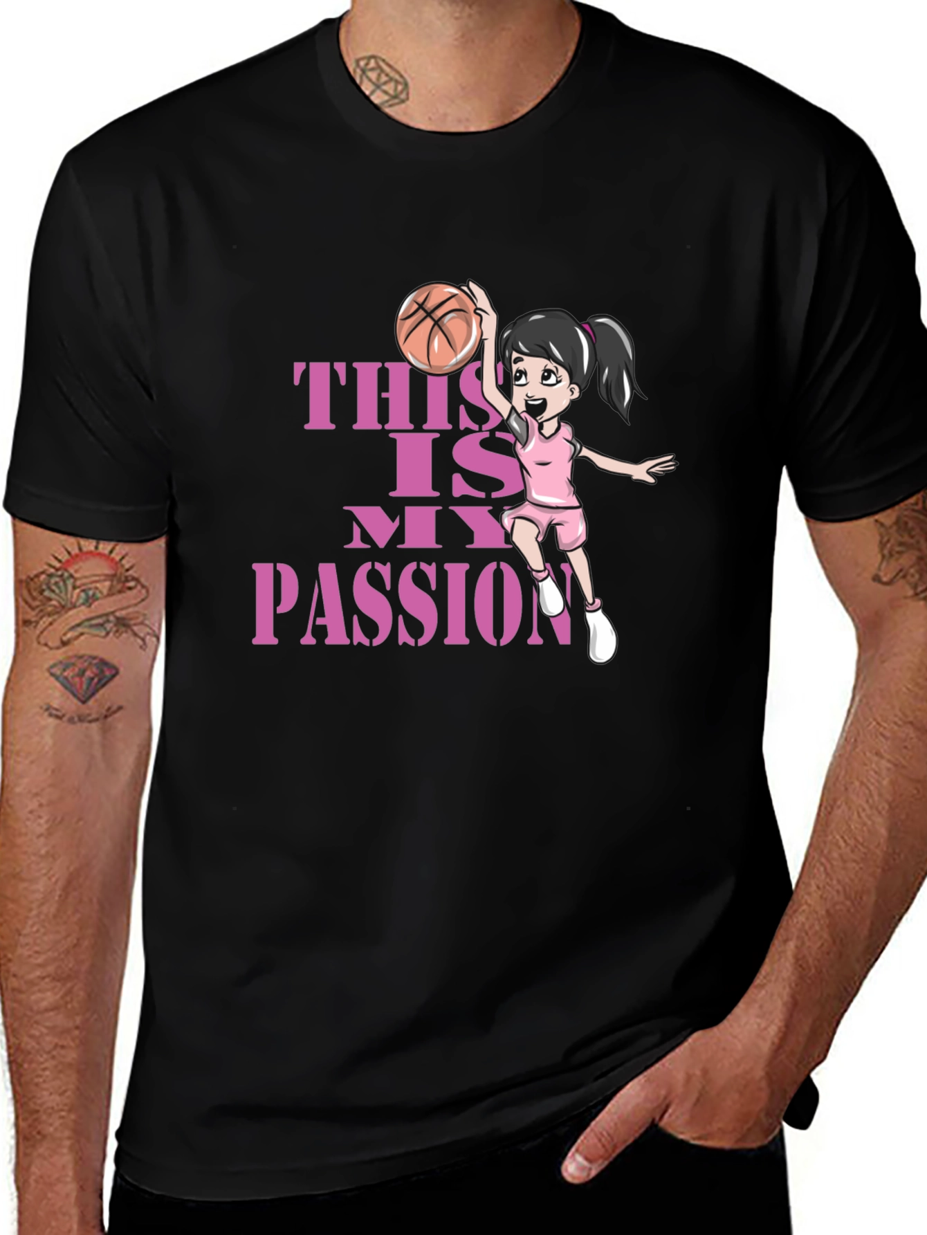 Basketball Passion T-Shirt - Black Graphic Tee