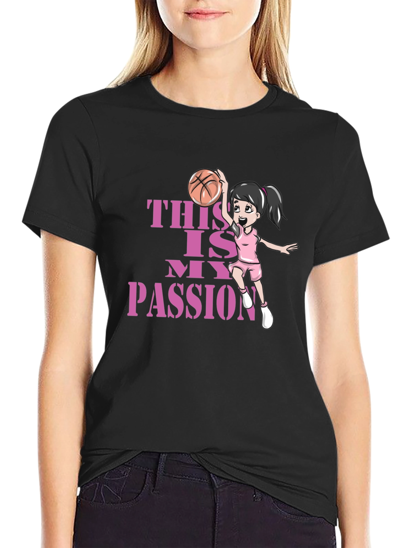 Basketball Passion T-Shirt - Black Graphic Tee
