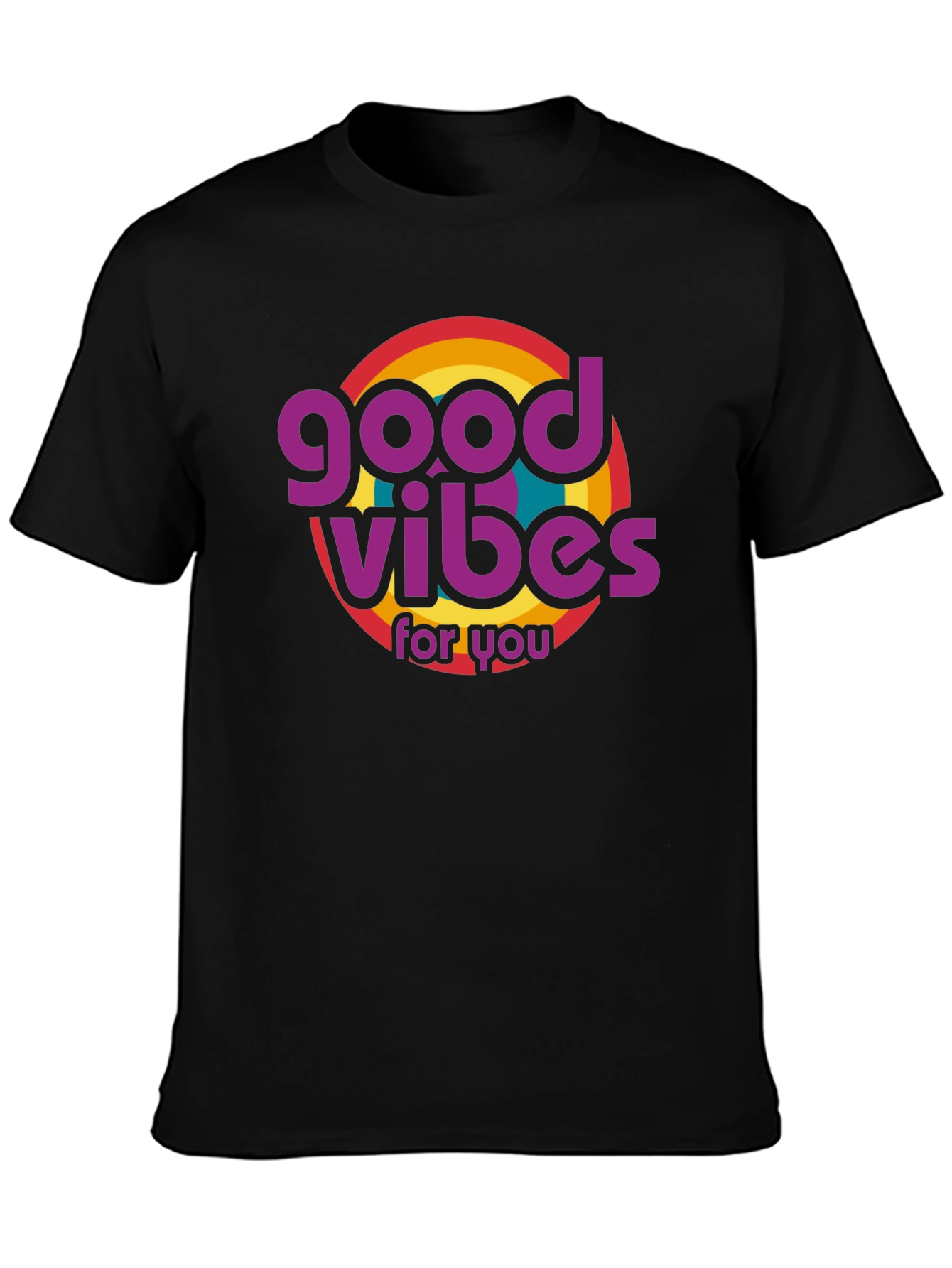 Good Vibes Retro Graphic T-Shirt - Black